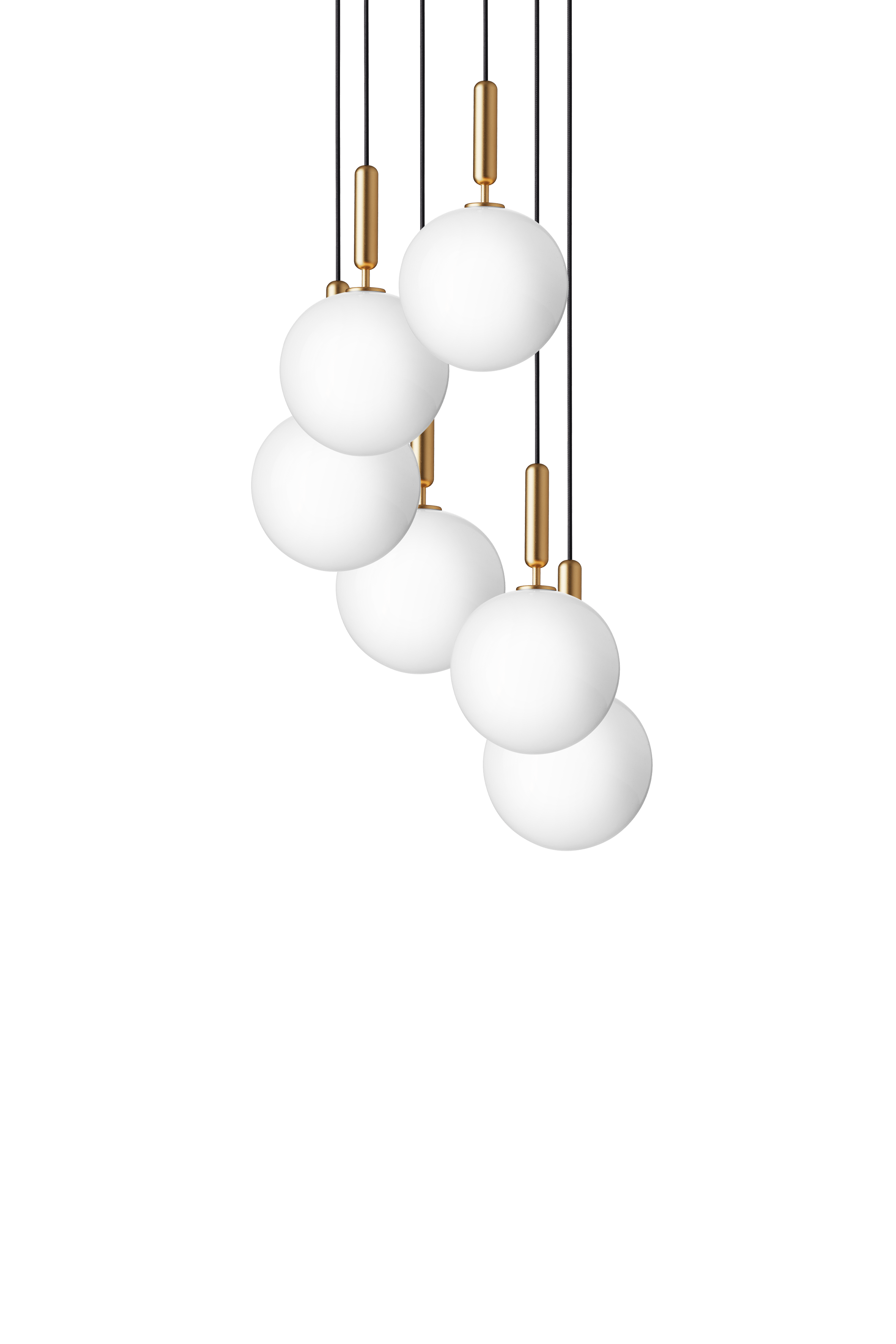 Hanglamp MIIRA 6 messing met opaalglas