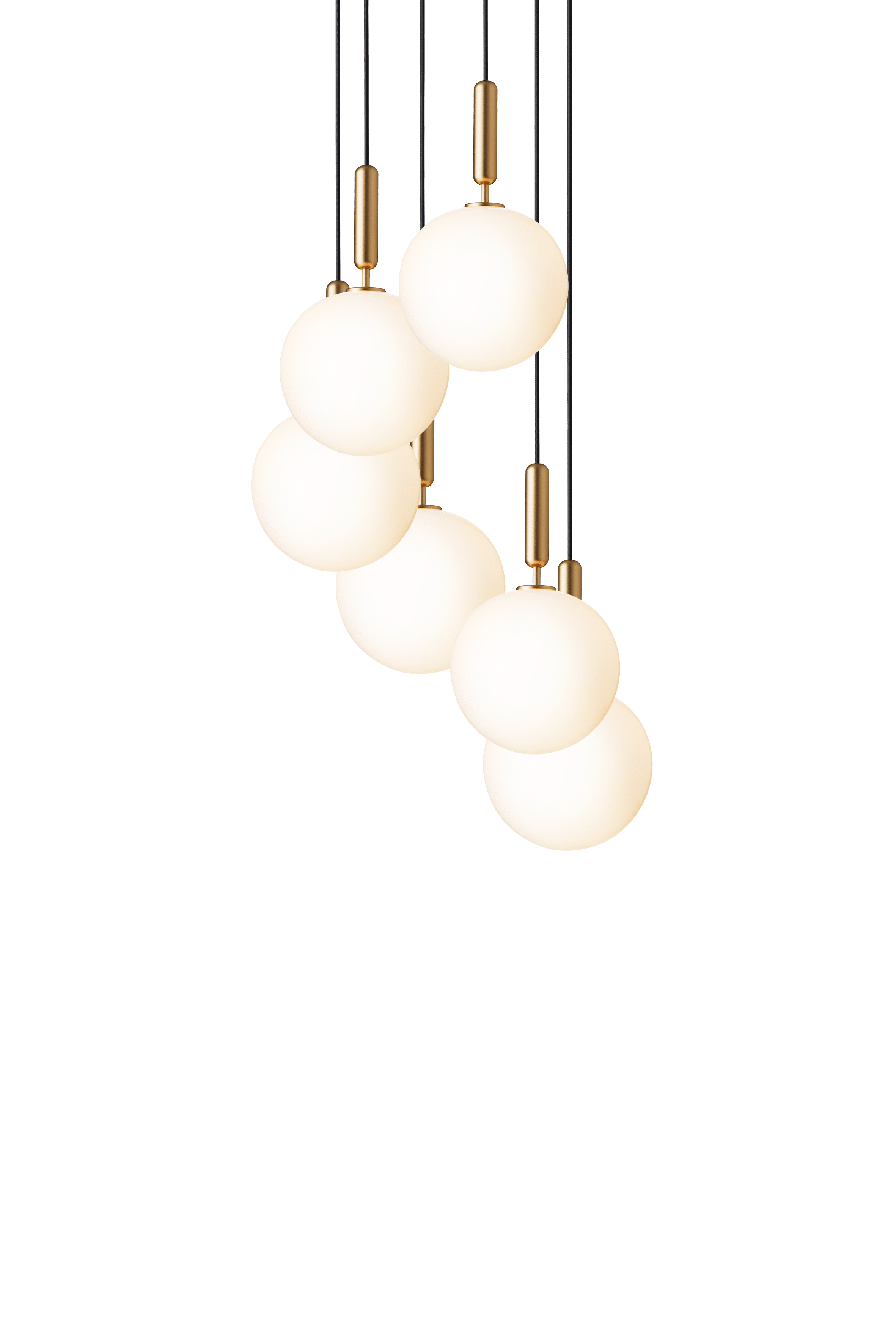 Hanglamp MIIRA 6 messing met opaalglas