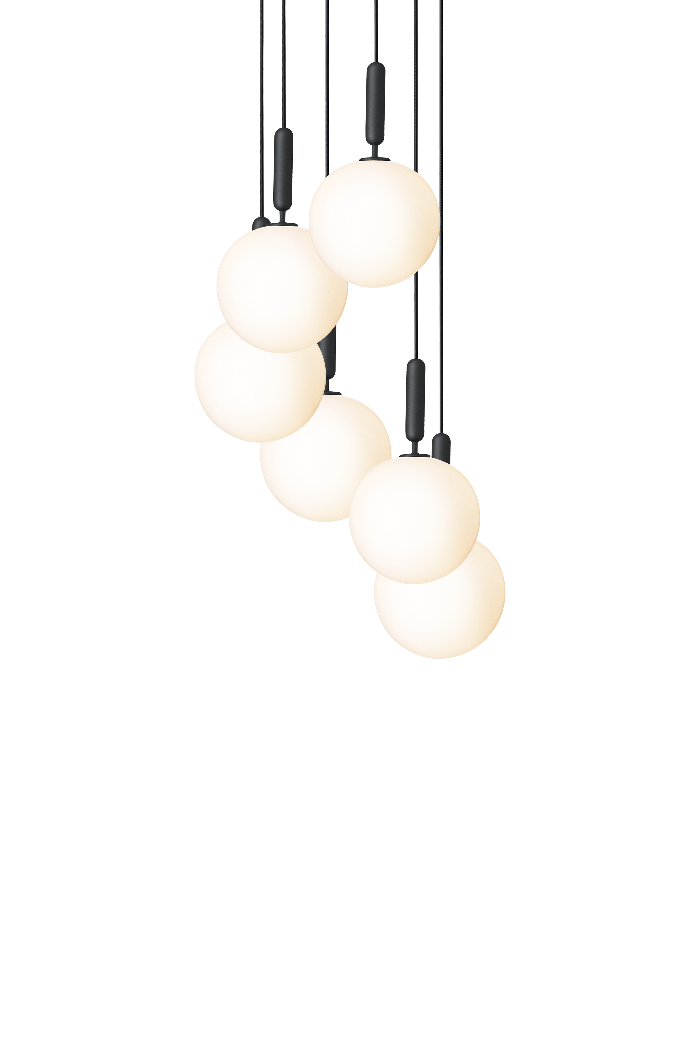 Lampa wisząca MIIRA 6 grafitowy z opalowym szkłem – Nuura