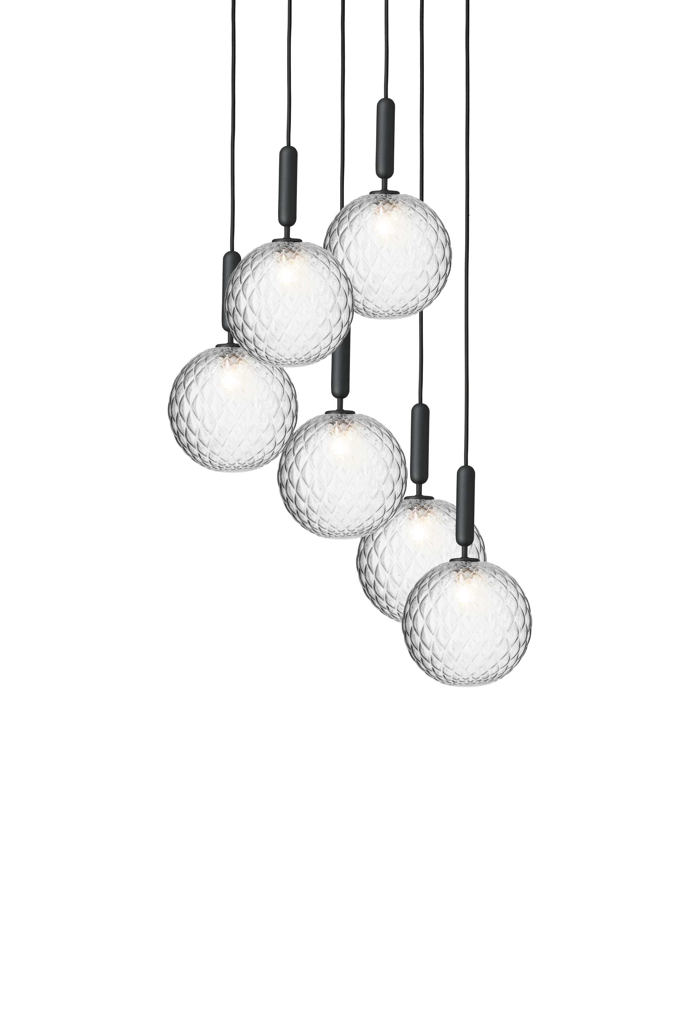 Lampa wisząca MIIRA 6 grafitowy z transparentnym szkłem – Nuura