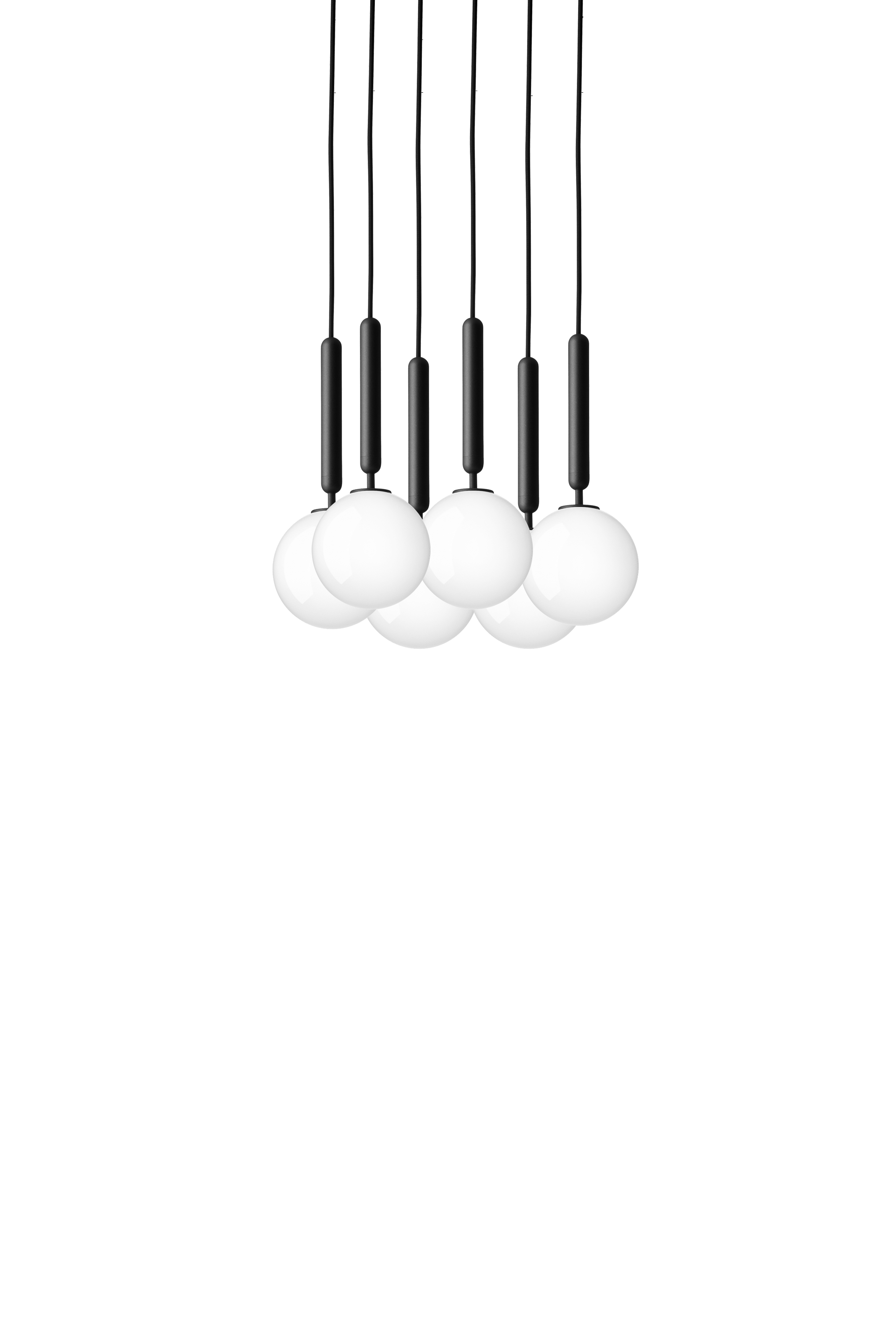 Lampa wisząca MIIRA 6 grafitowy z opalowym szkłem – Nuura