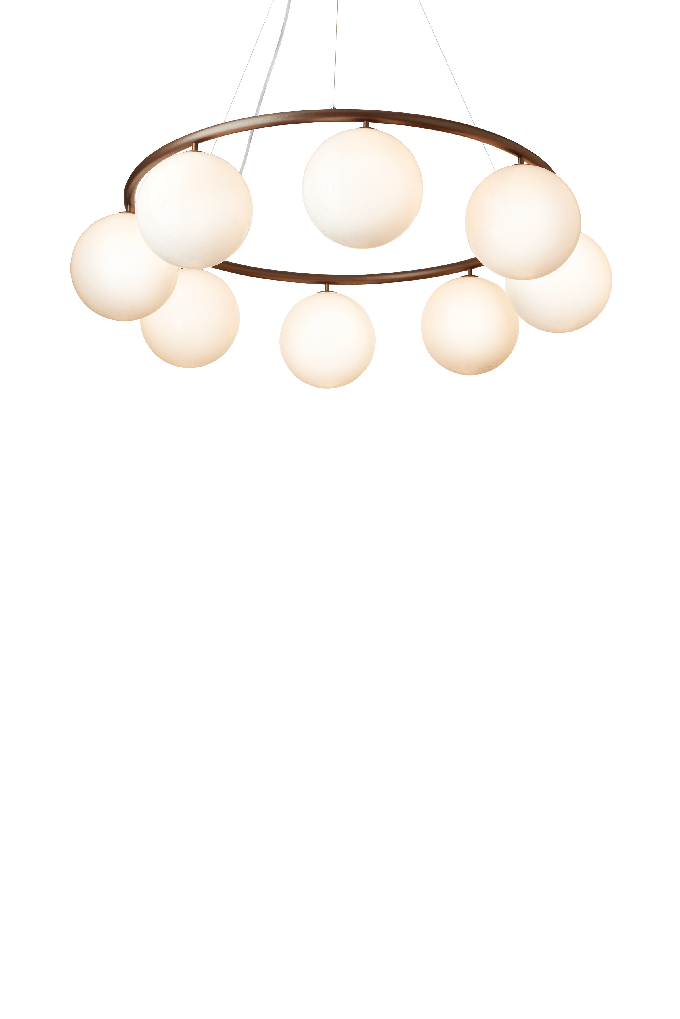 Lampa wisząca MIIRA 8 CIRCULAR ciemnobrązowy z opalowym szkłem – Nuura