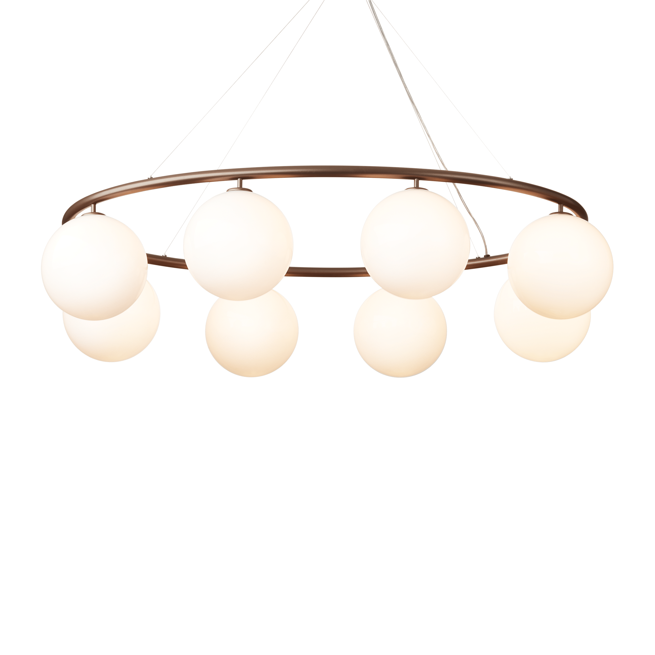 Hanglamp MIIRA 8 OVAL donkerbruin met opaalglas