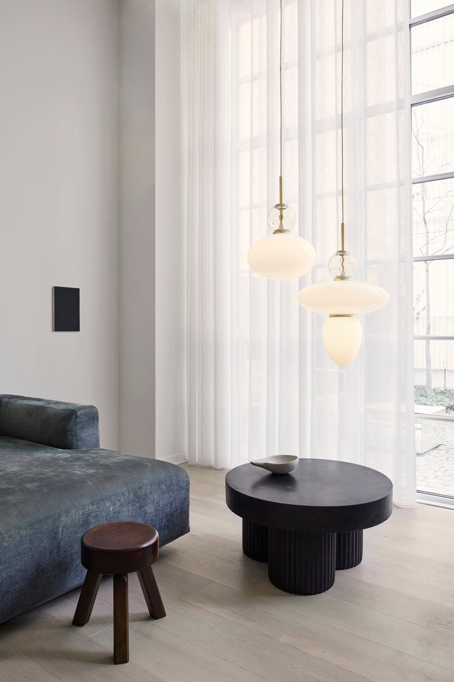 RIZZATTO 32 Brass Pendant Lamp with Opal Glass