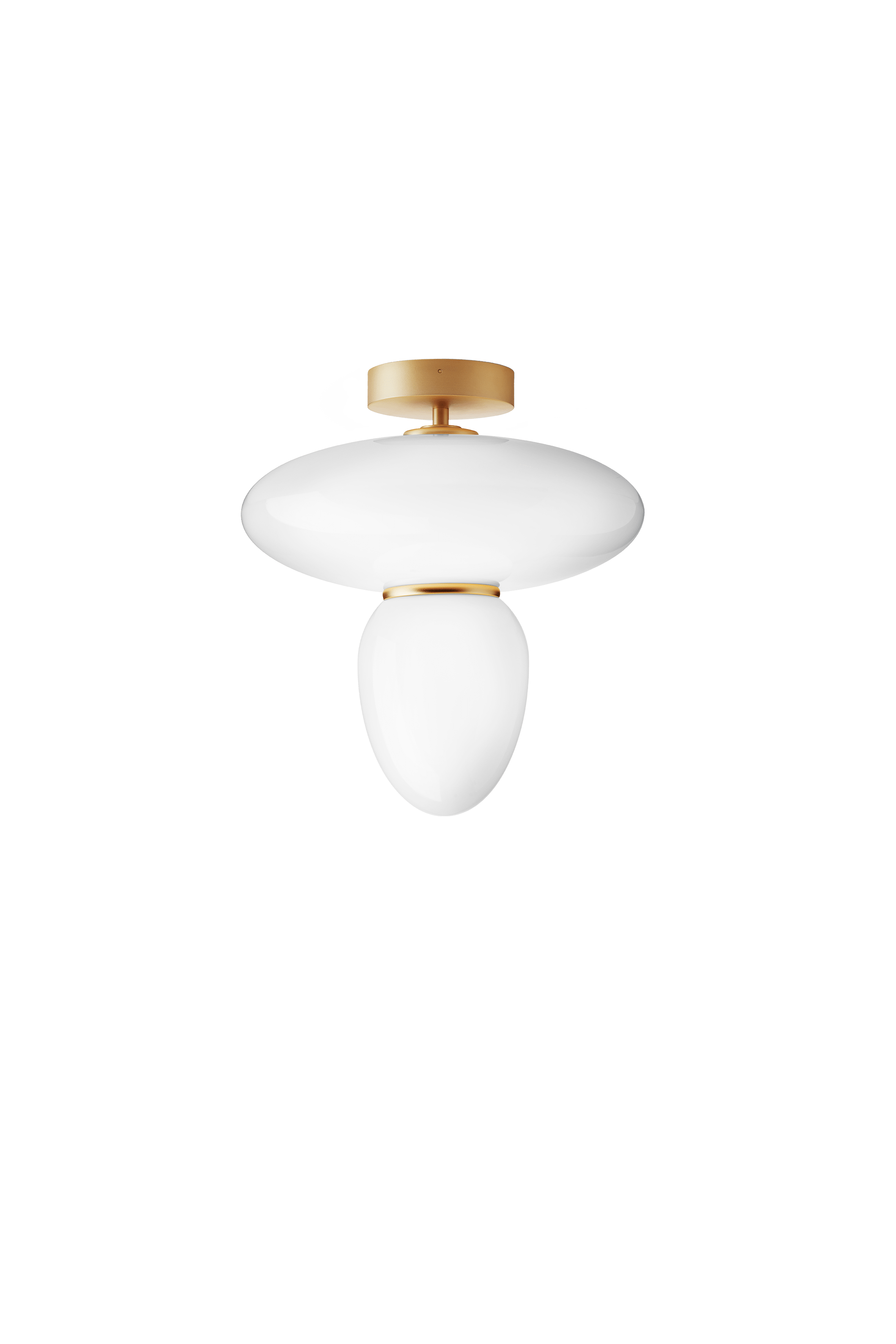 Plafondlamp RIZZATTO 42 messing met opaalglas