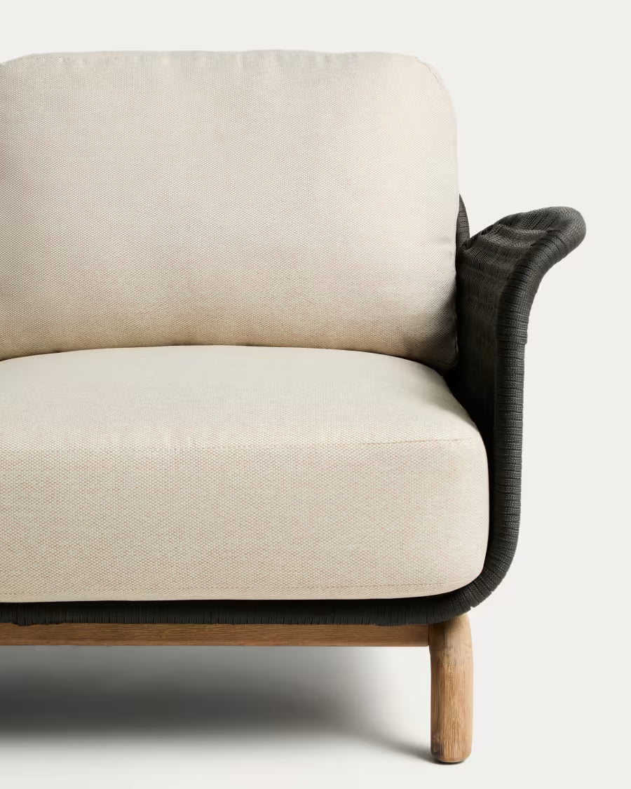 Sofa ogrodowa 2-osobowa ALIPA beżowy z czarnym – Kave Home