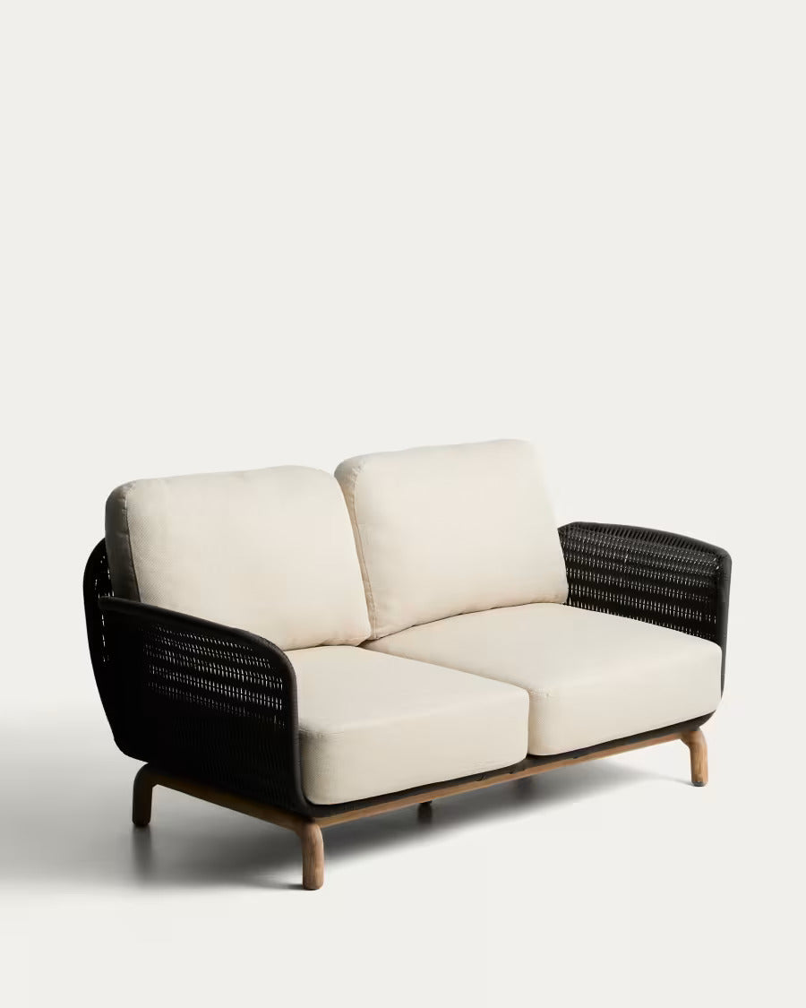 Sofa ogrodowa 2-osobowa ALIPA beżowy z czarnym – Kave Home