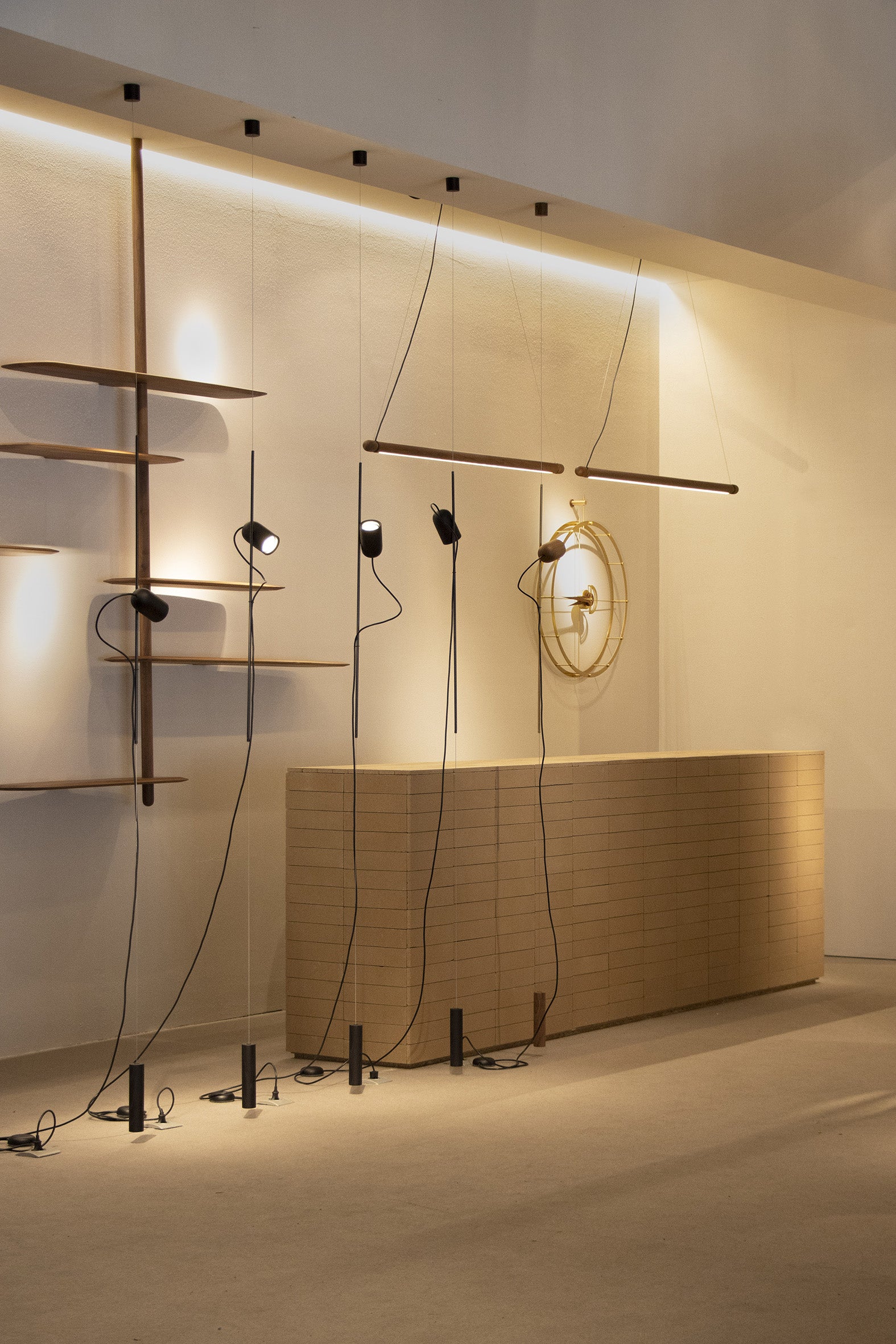 ONFA Pendant Lamp in Walnut Wood with Brass Finish