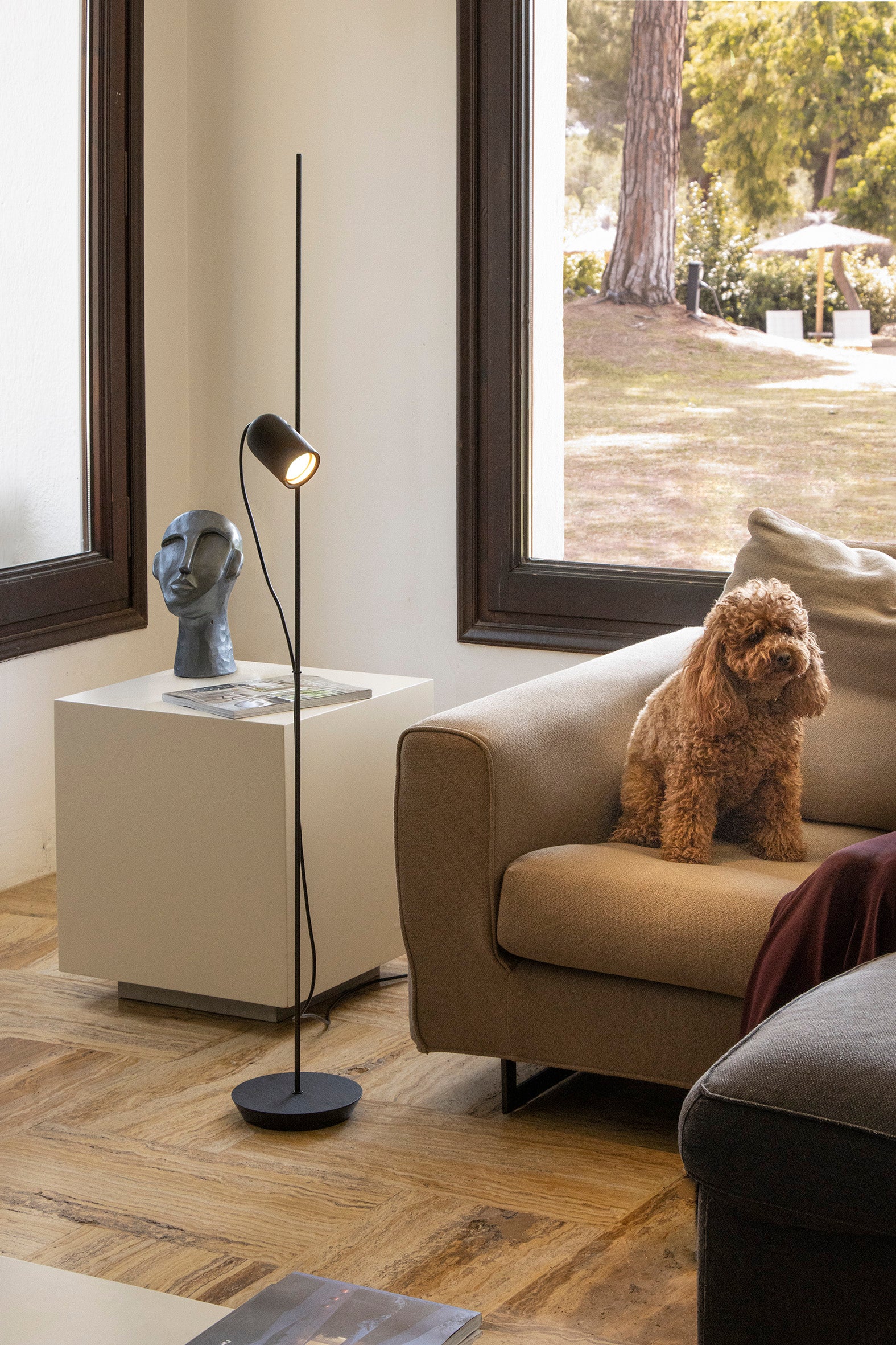 ONFA Floor Lamp in Black Ash Wood with Graphite Finish