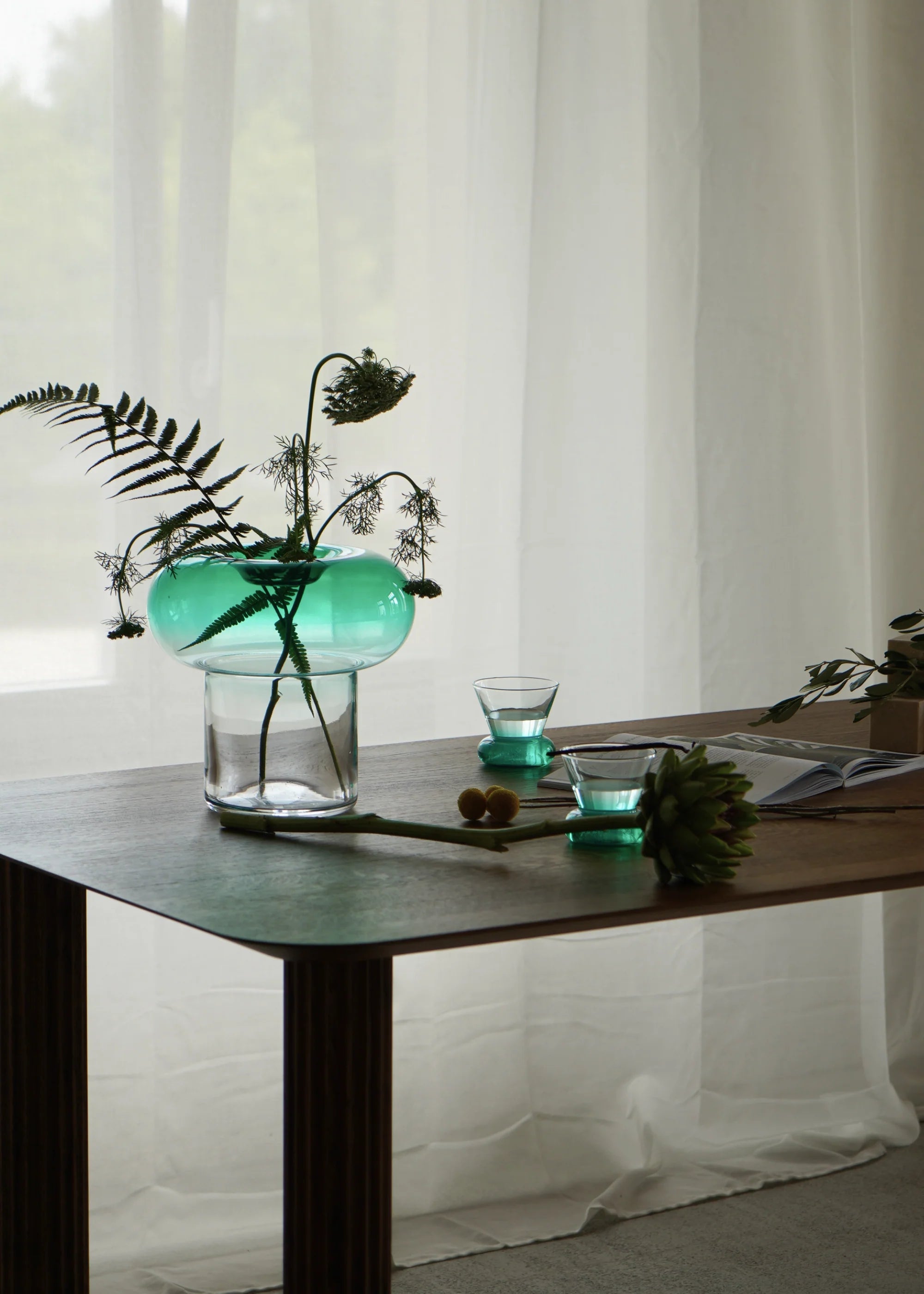 Vase ORIO grünes Glas mundgeblasen