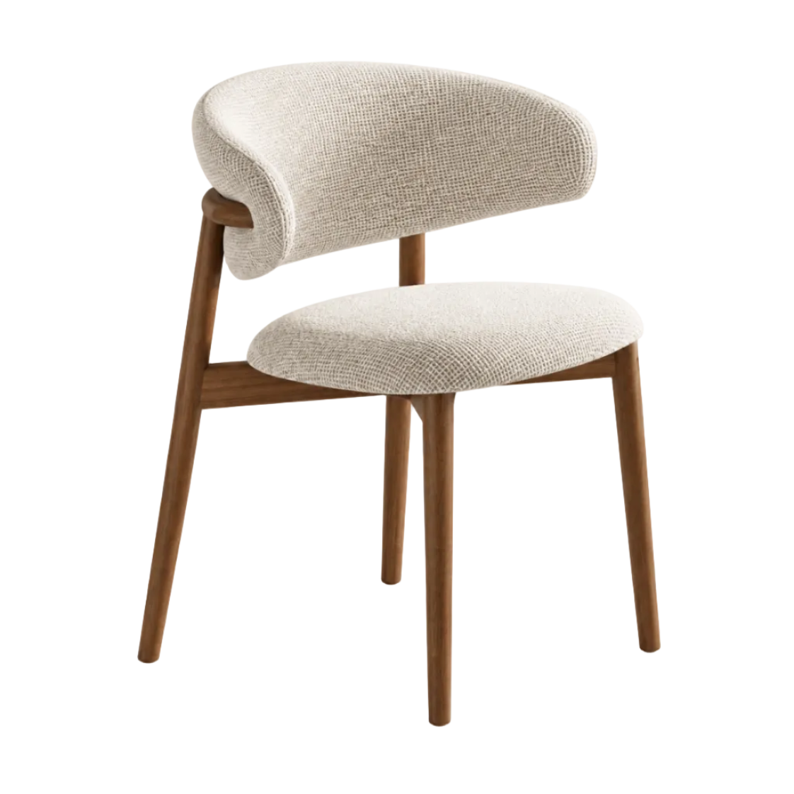 Stoel OLEANDRO boucle beige met houten basis