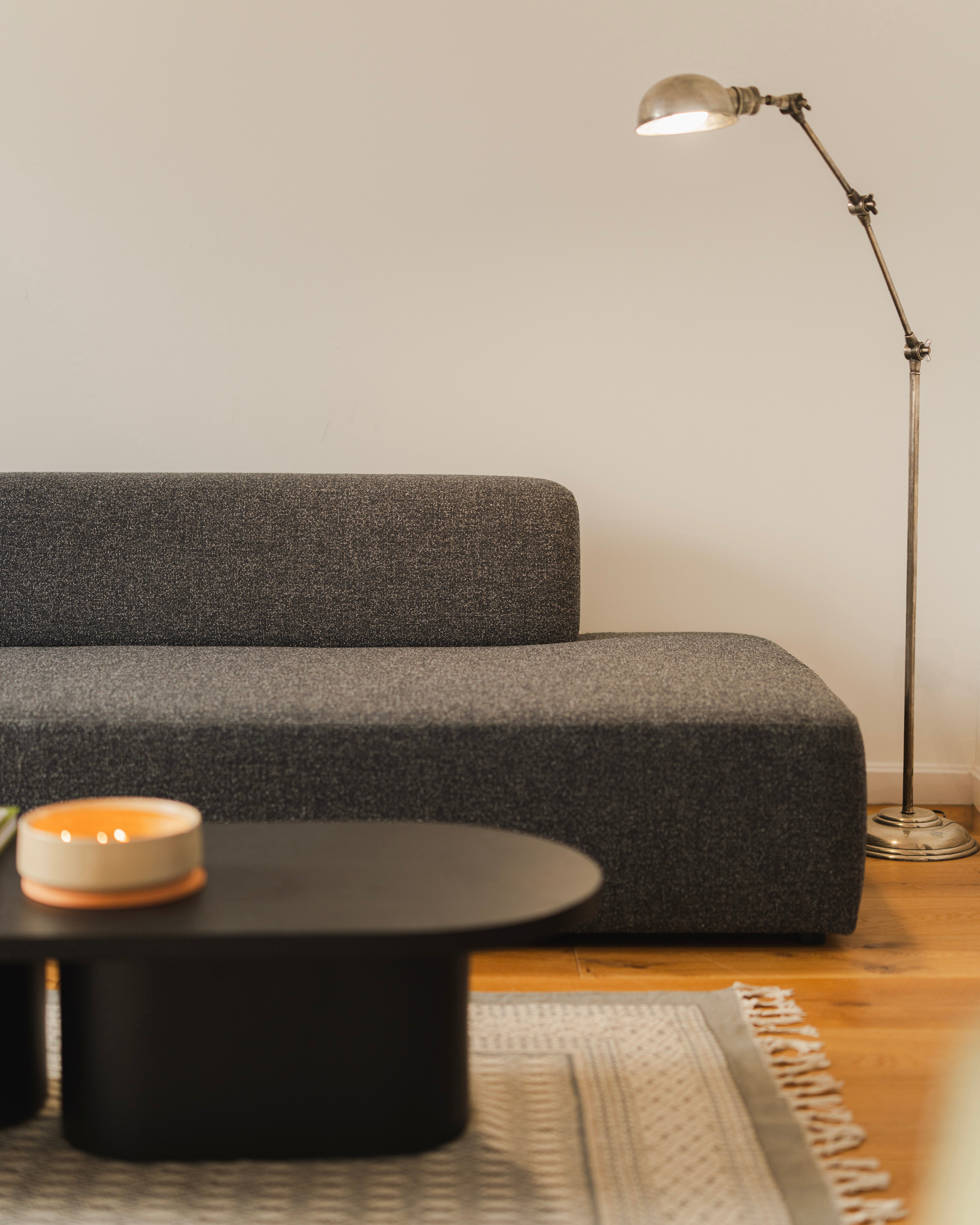 Open left-sided modular corner sofa UMI stone black