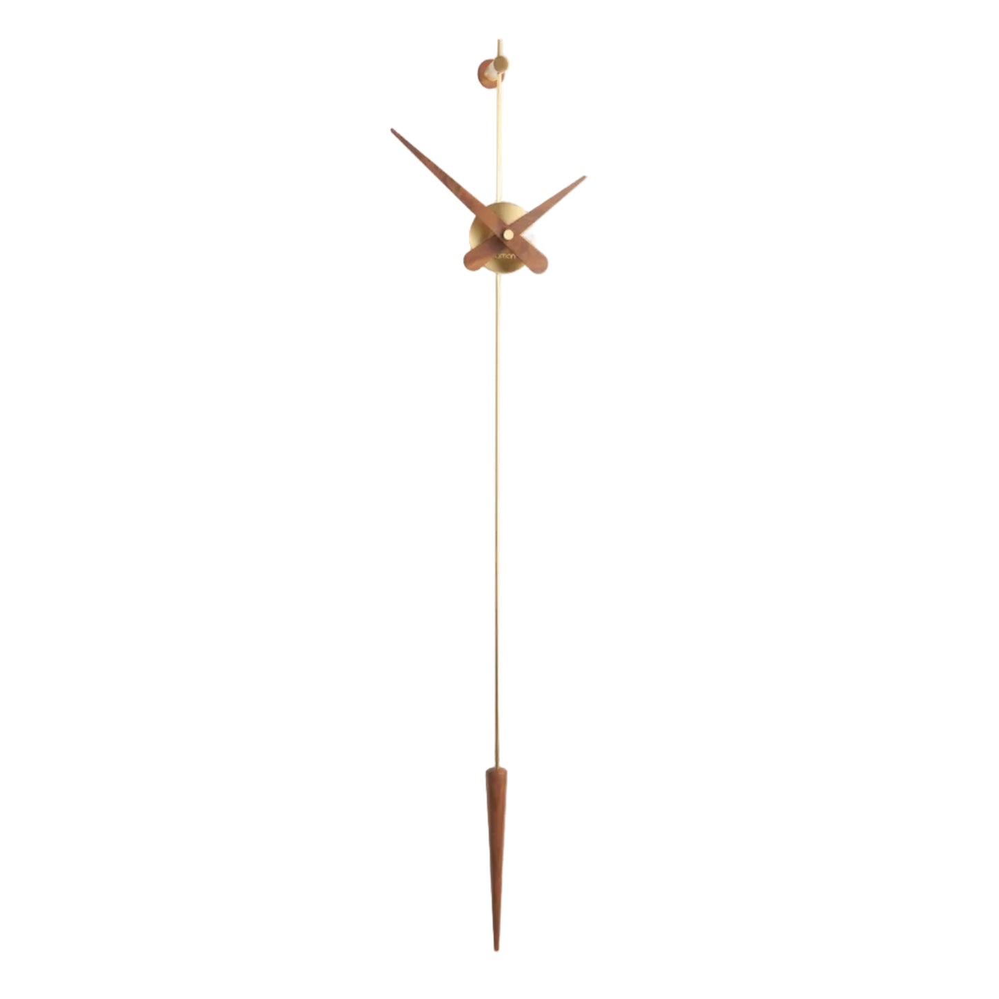PUNTO Y COMA wall clock in walnut wood with brass