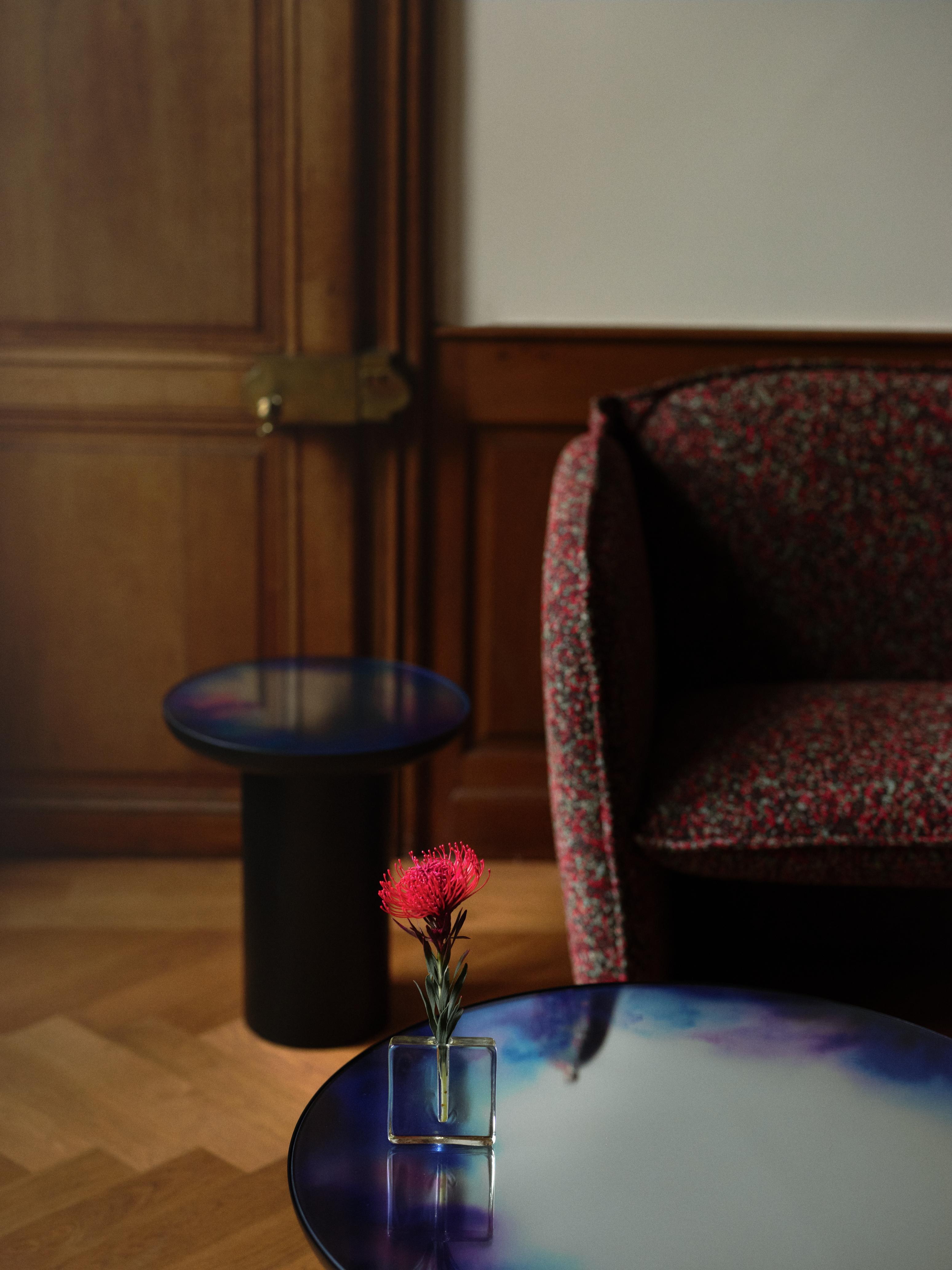 Bijzettafel FRANCIS wit met een spiegelblad