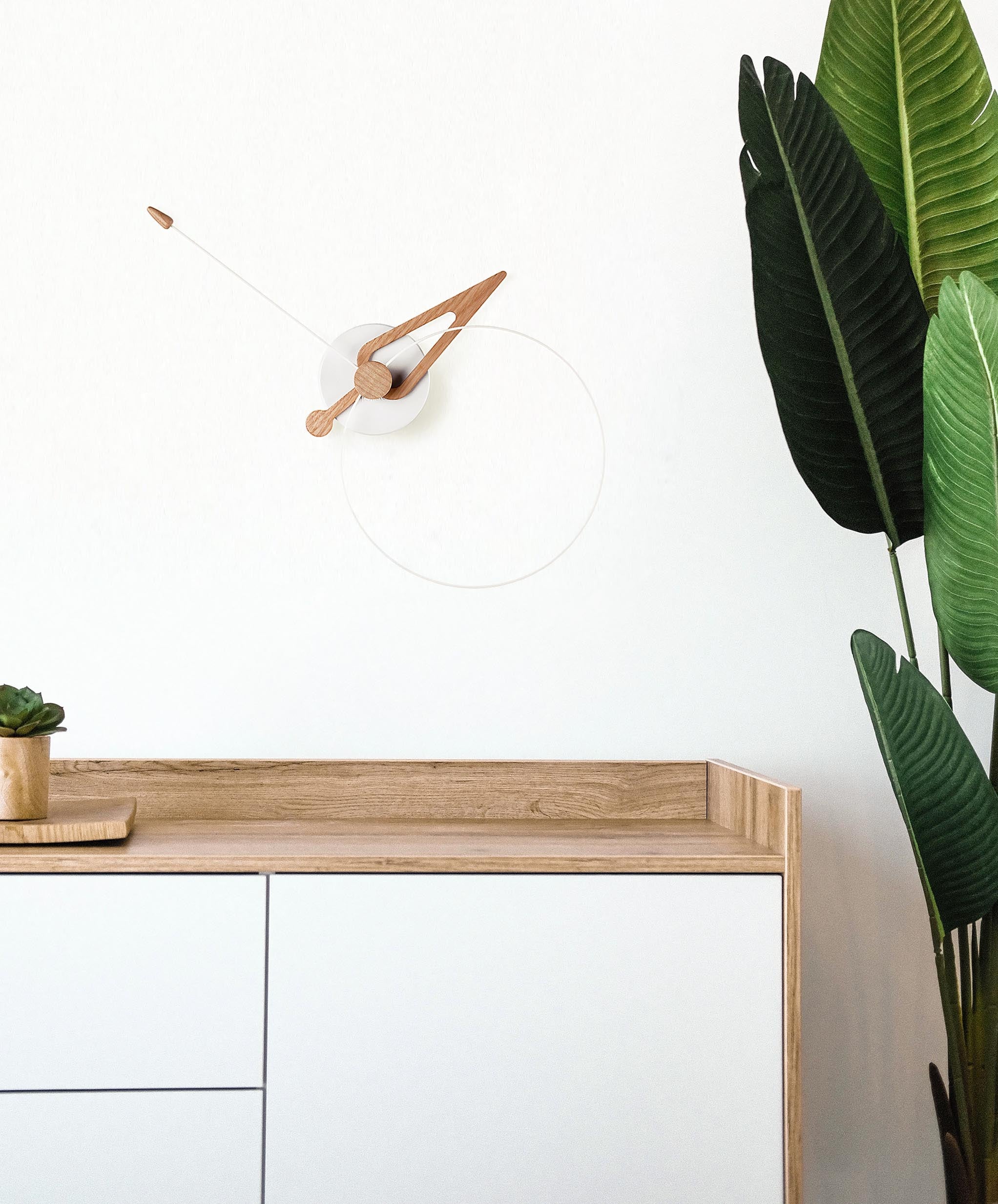 Wandklok PICO eikenhout met wit
