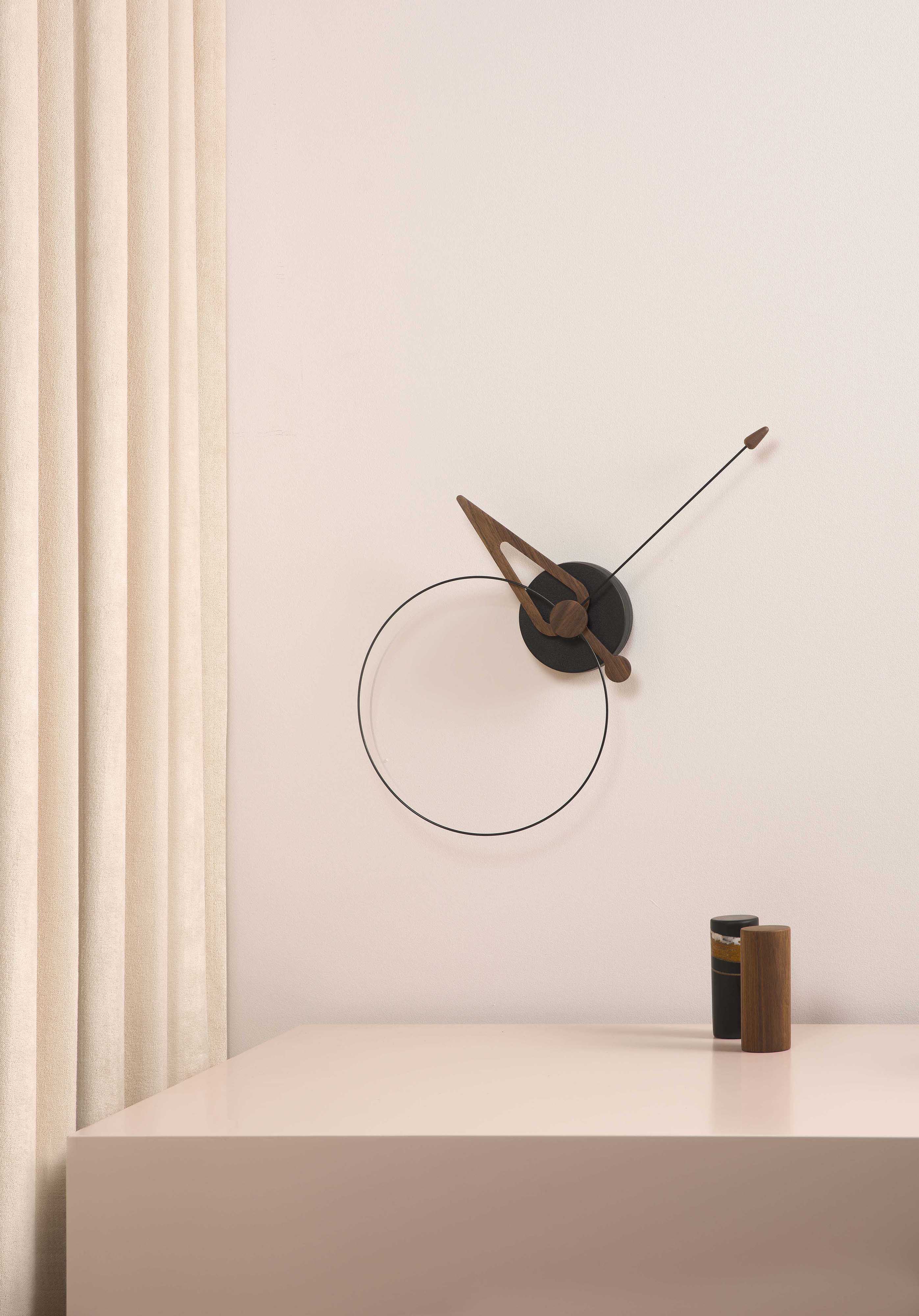 PICO wall clock walnut wood with black