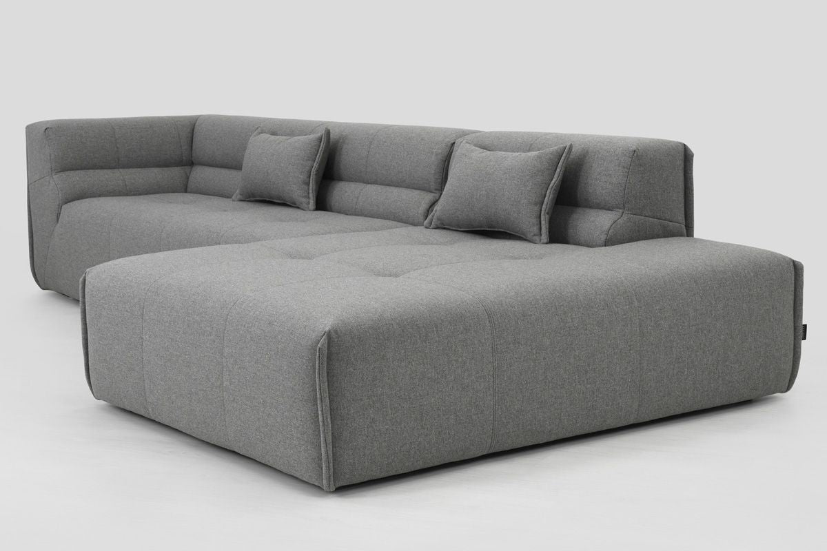 Modulaire hoekbank voor 5 personen, links, PIERO, gestoffeerd
