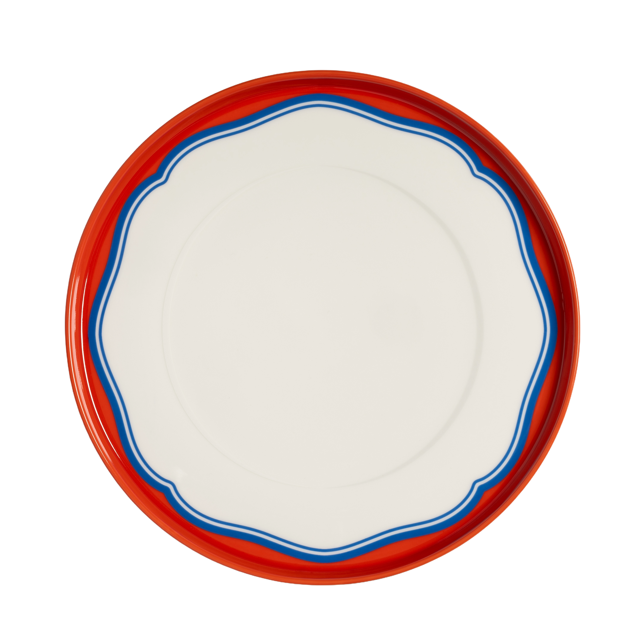 Dinerbord DAYDREAM BULGE wit met rood en blauw
