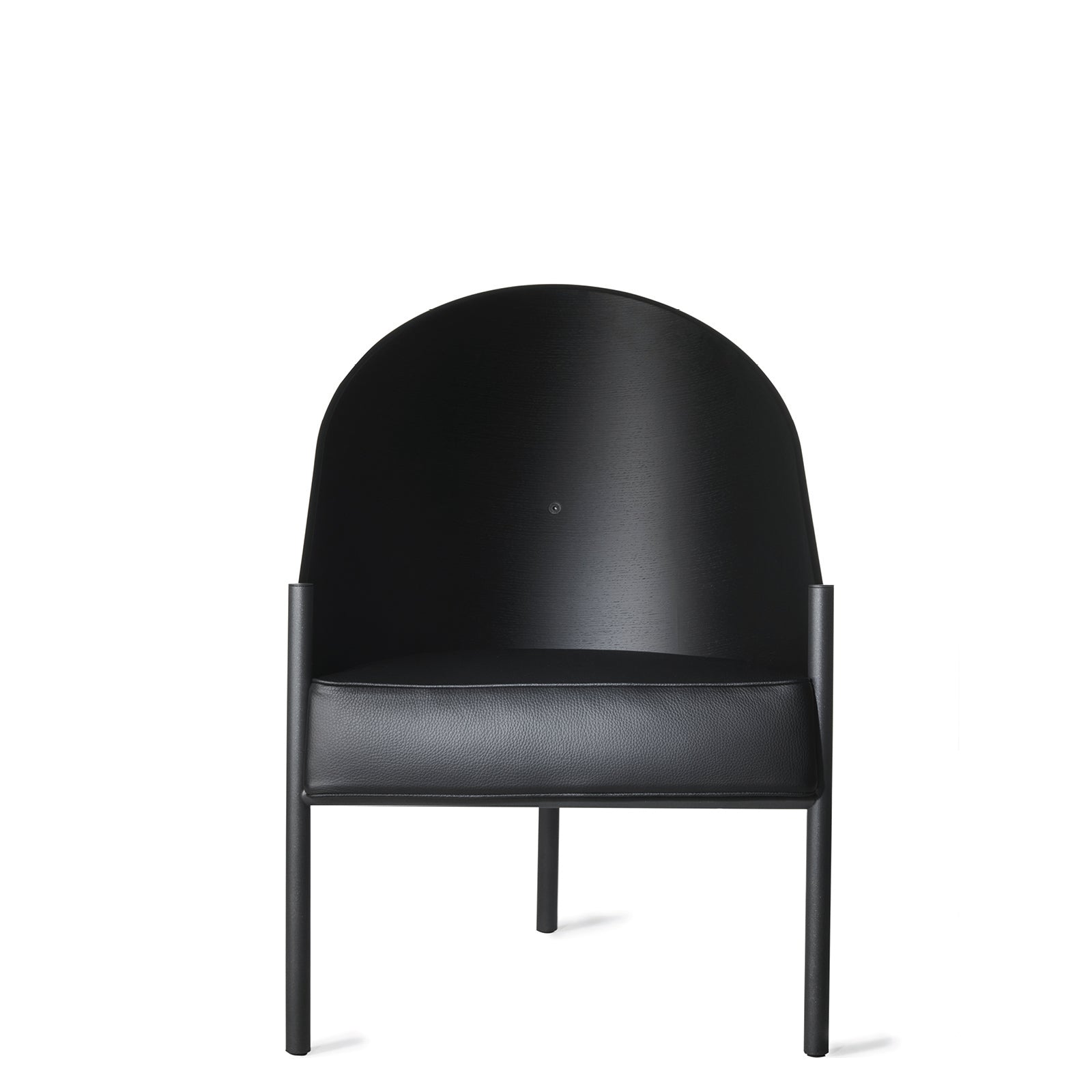 Fauteuil PRATFALL zwarte leer met stalen basis