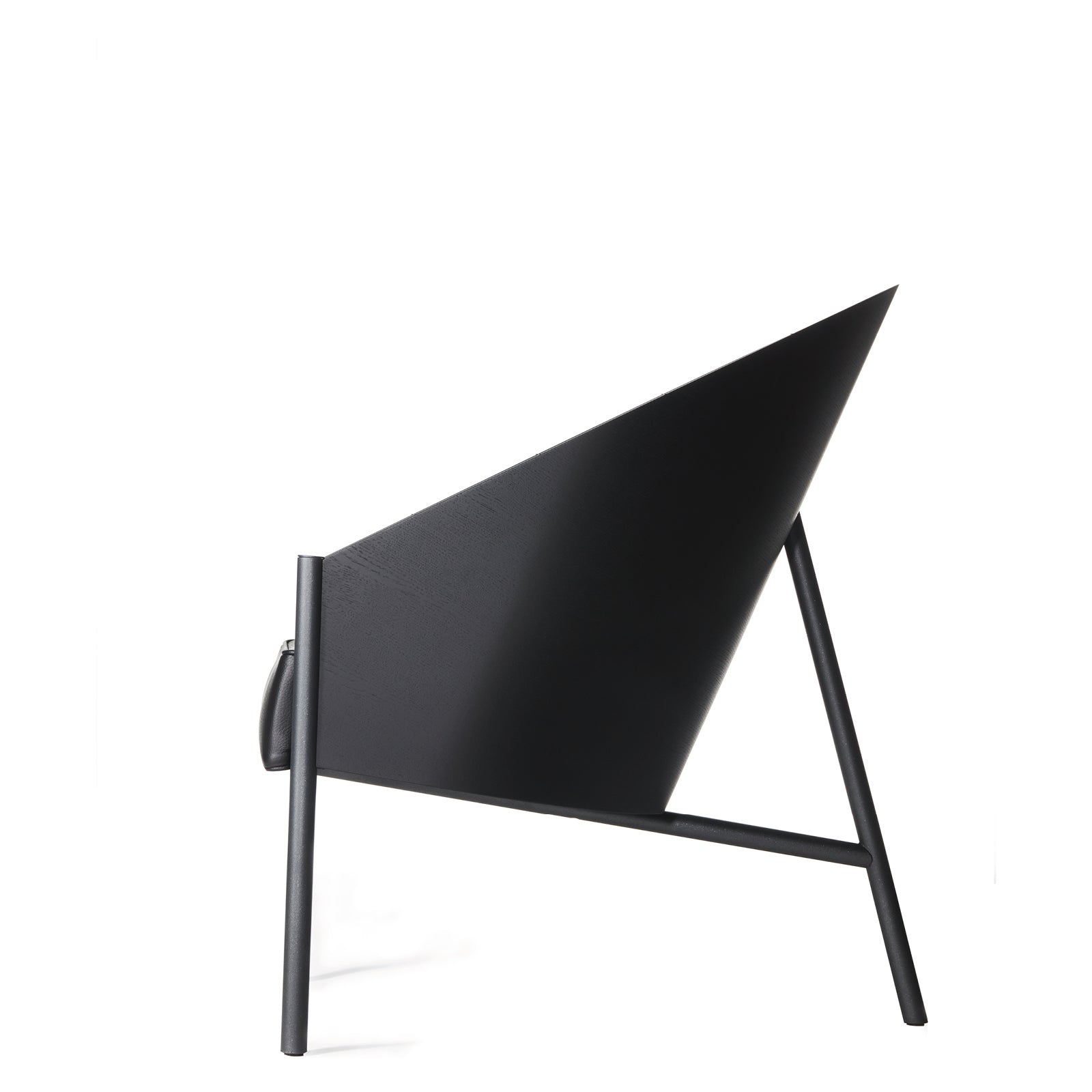 Fauteuil PRATFALL zwarte leer met stalen basis