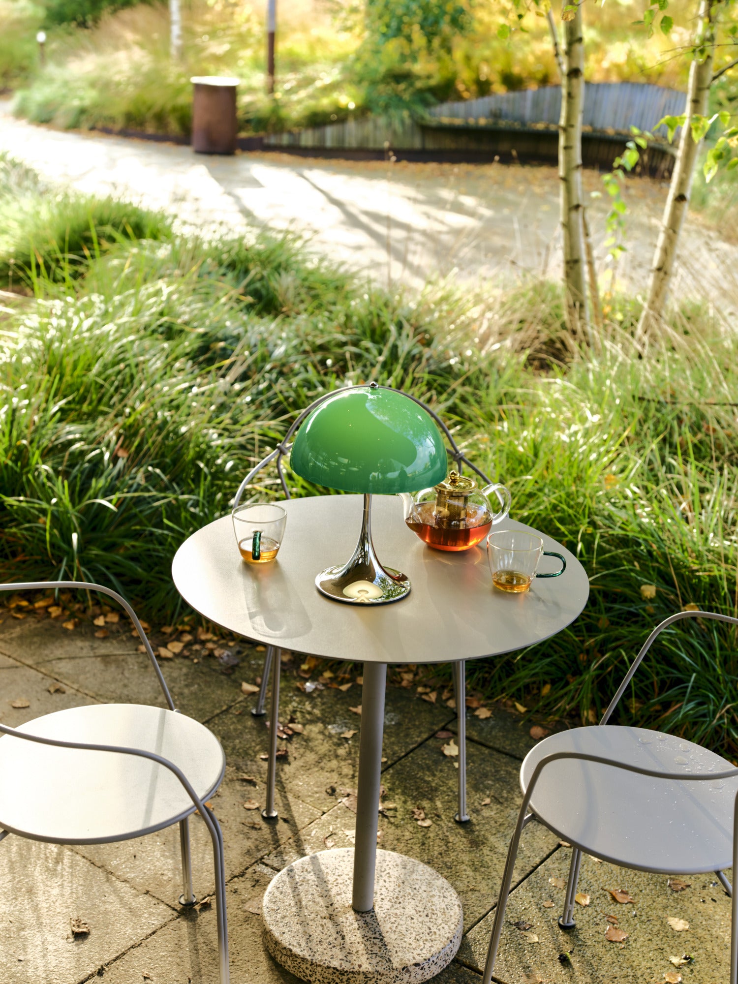 Portable Lamp PANTHELLA 250 green with chrome base