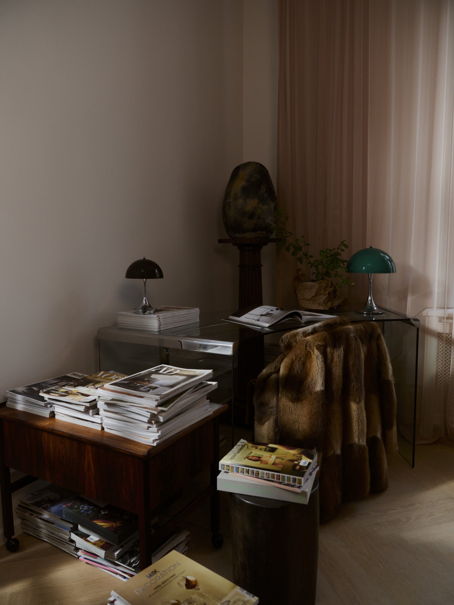 Portable Lamp PANTHELLA 250 green with chrome base