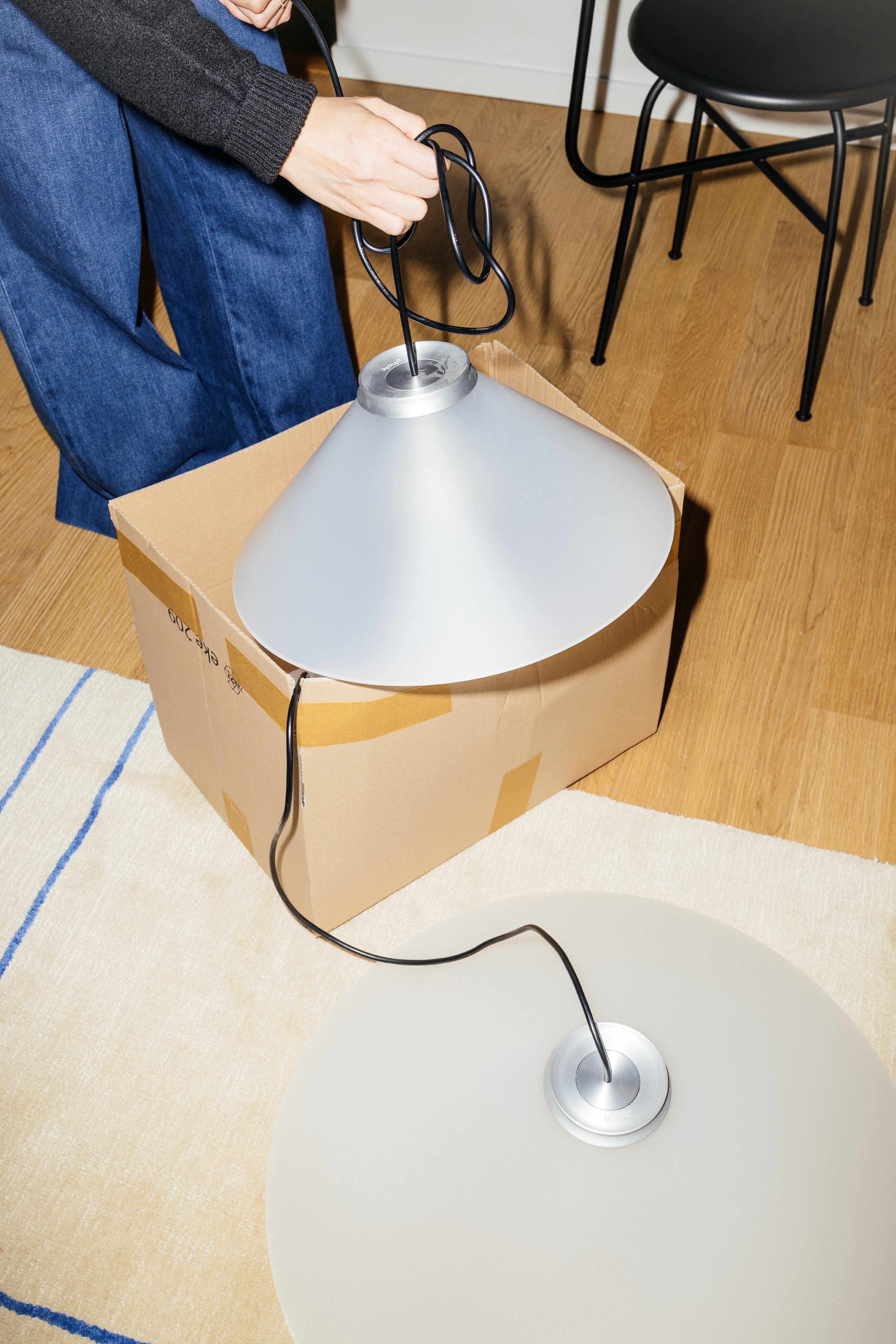 Lampa wisząca ALINE srebrny z białym kloszem