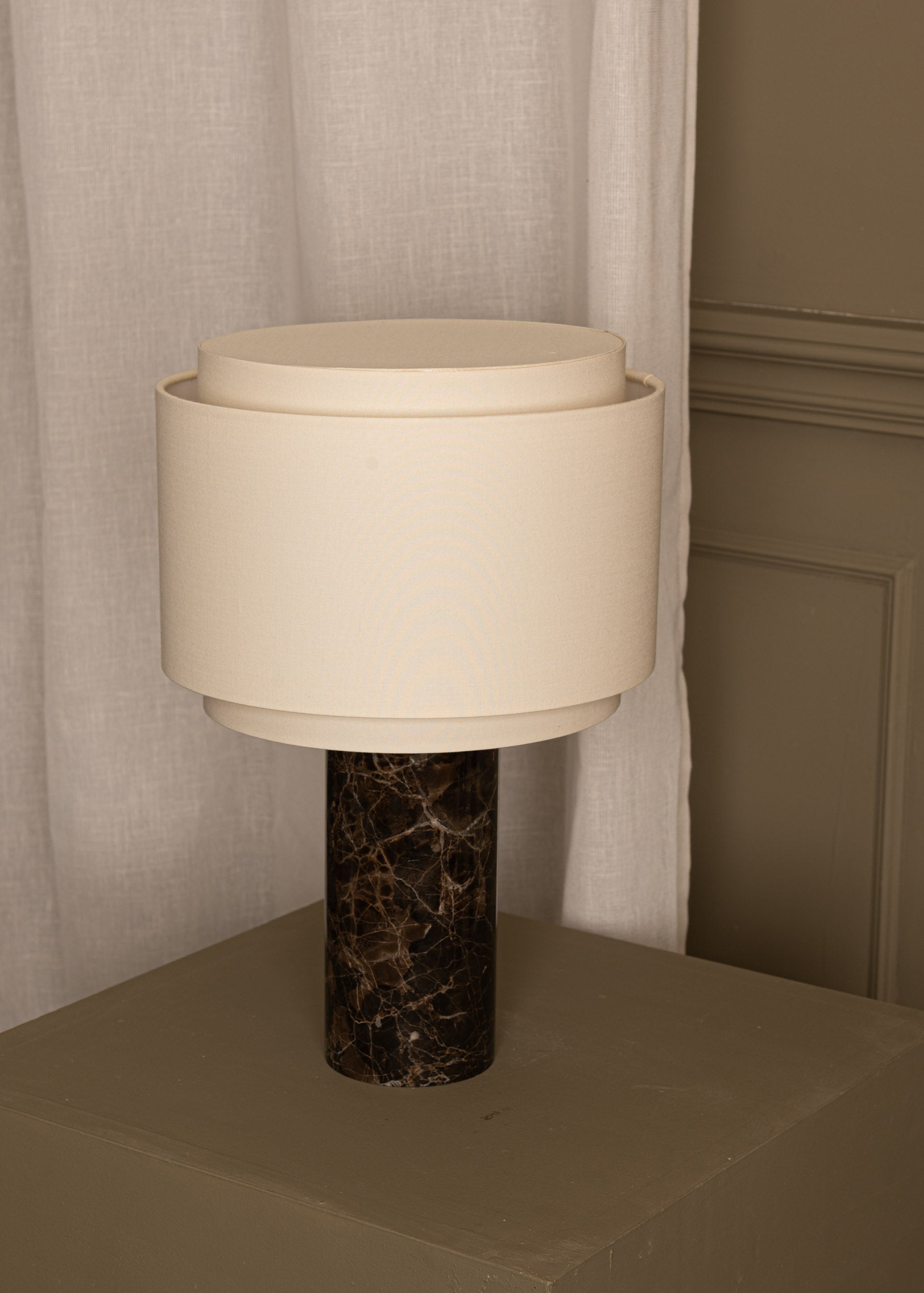 Tafellamp PIPITO DOUBLE bruin marmer