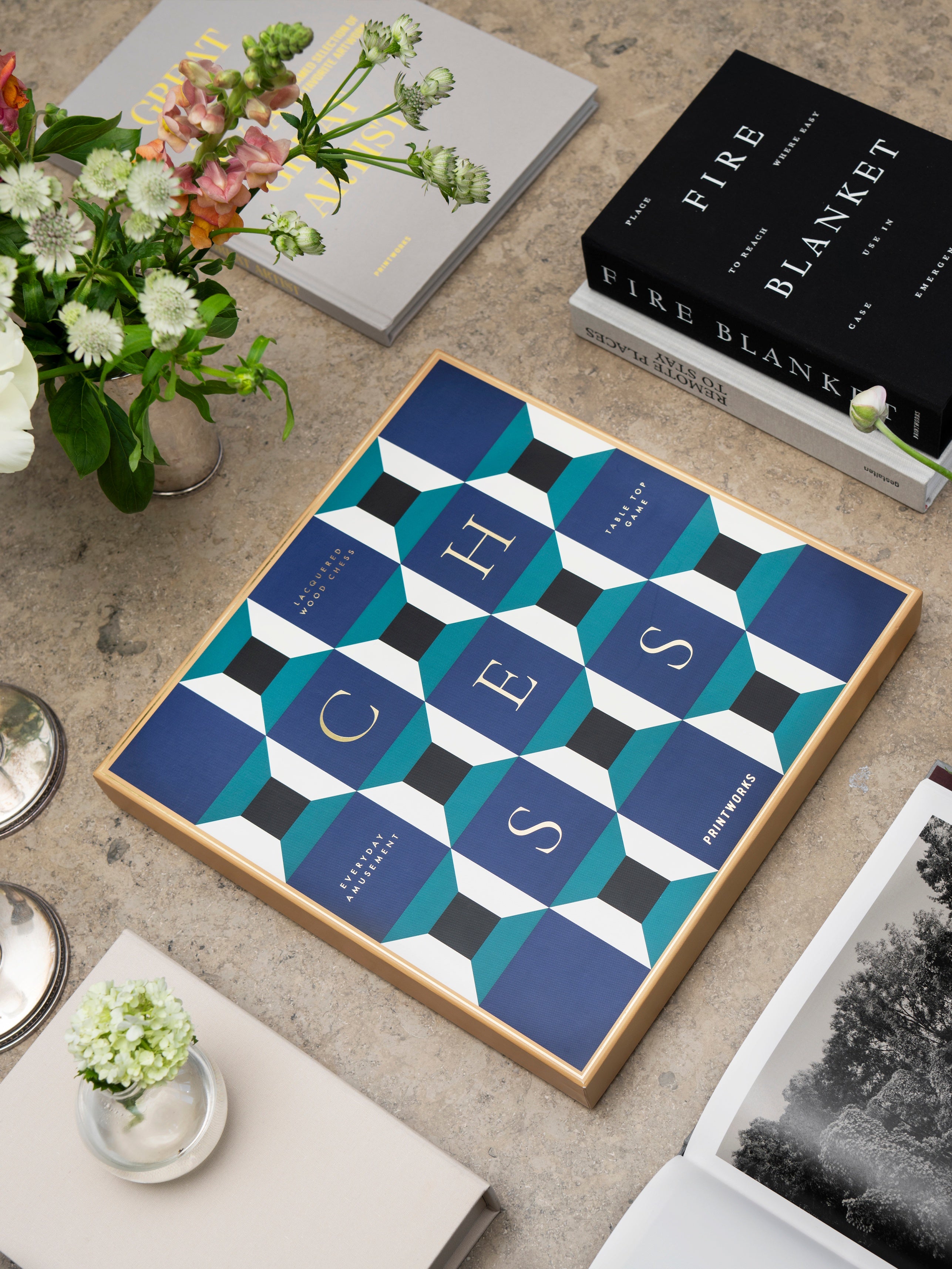 Schachspiel LACQUERED CHESS ATHENA blau