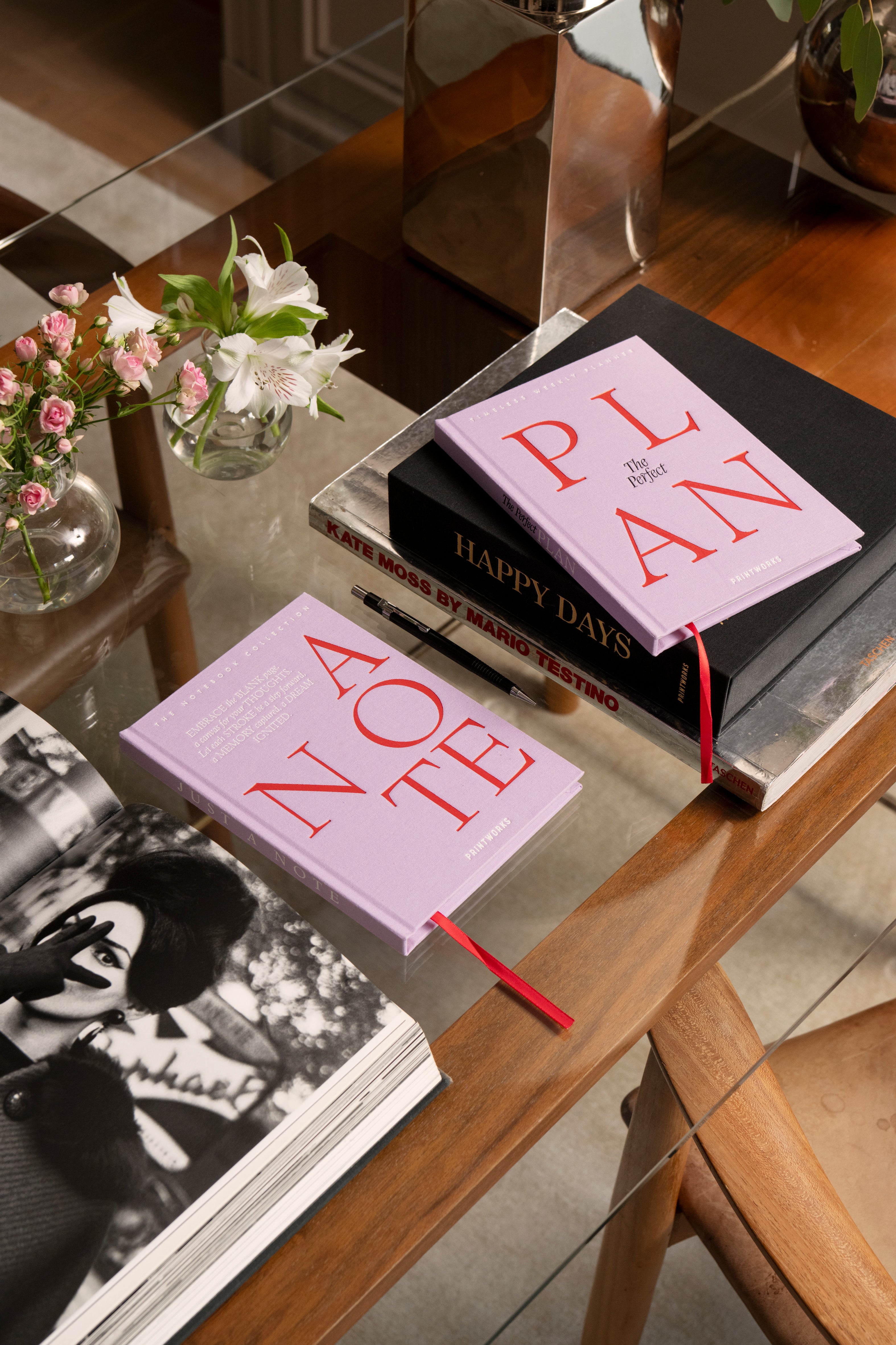 Notitieboek JUST A NOTE paars met rood