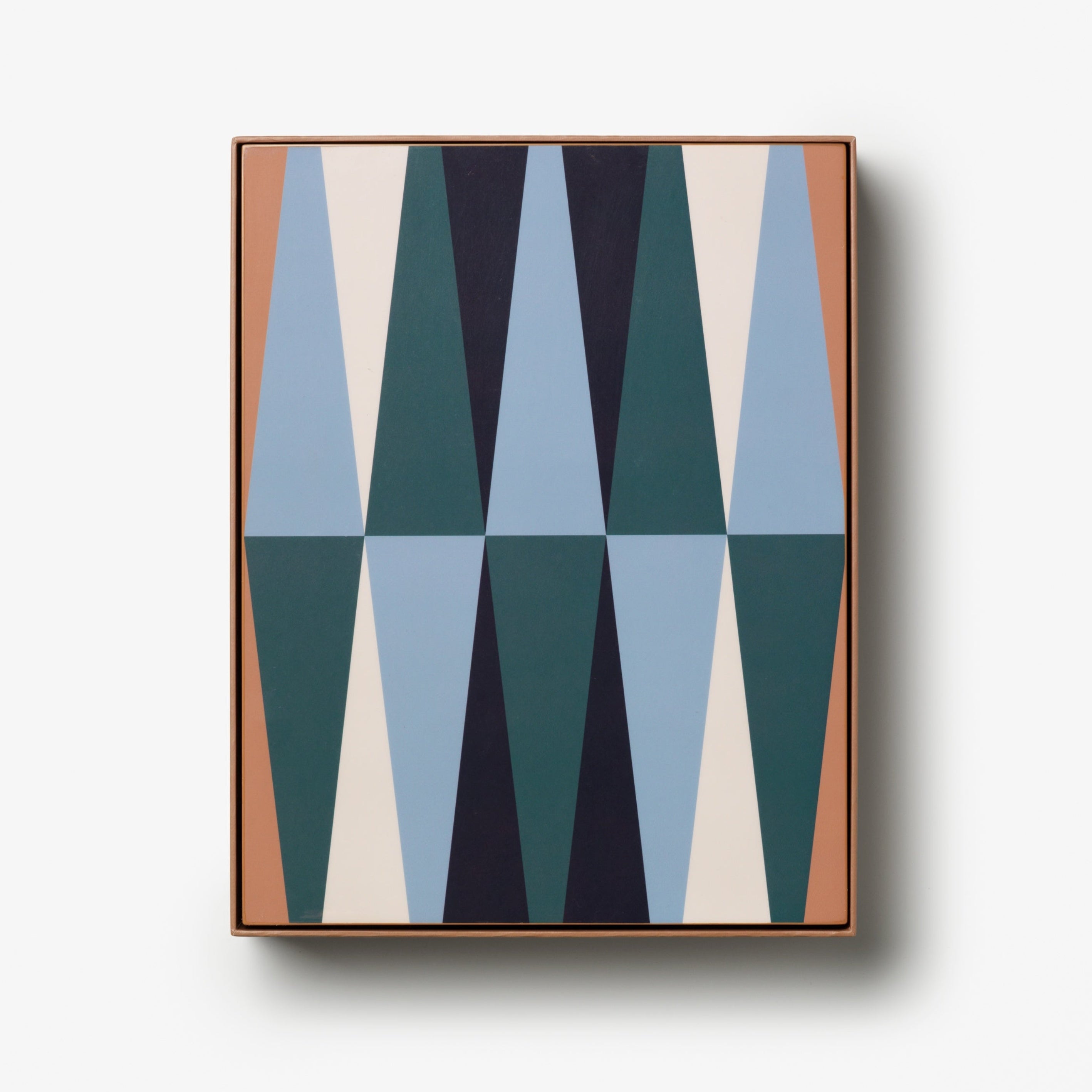 Gelakte backgammon set bruin met blauw