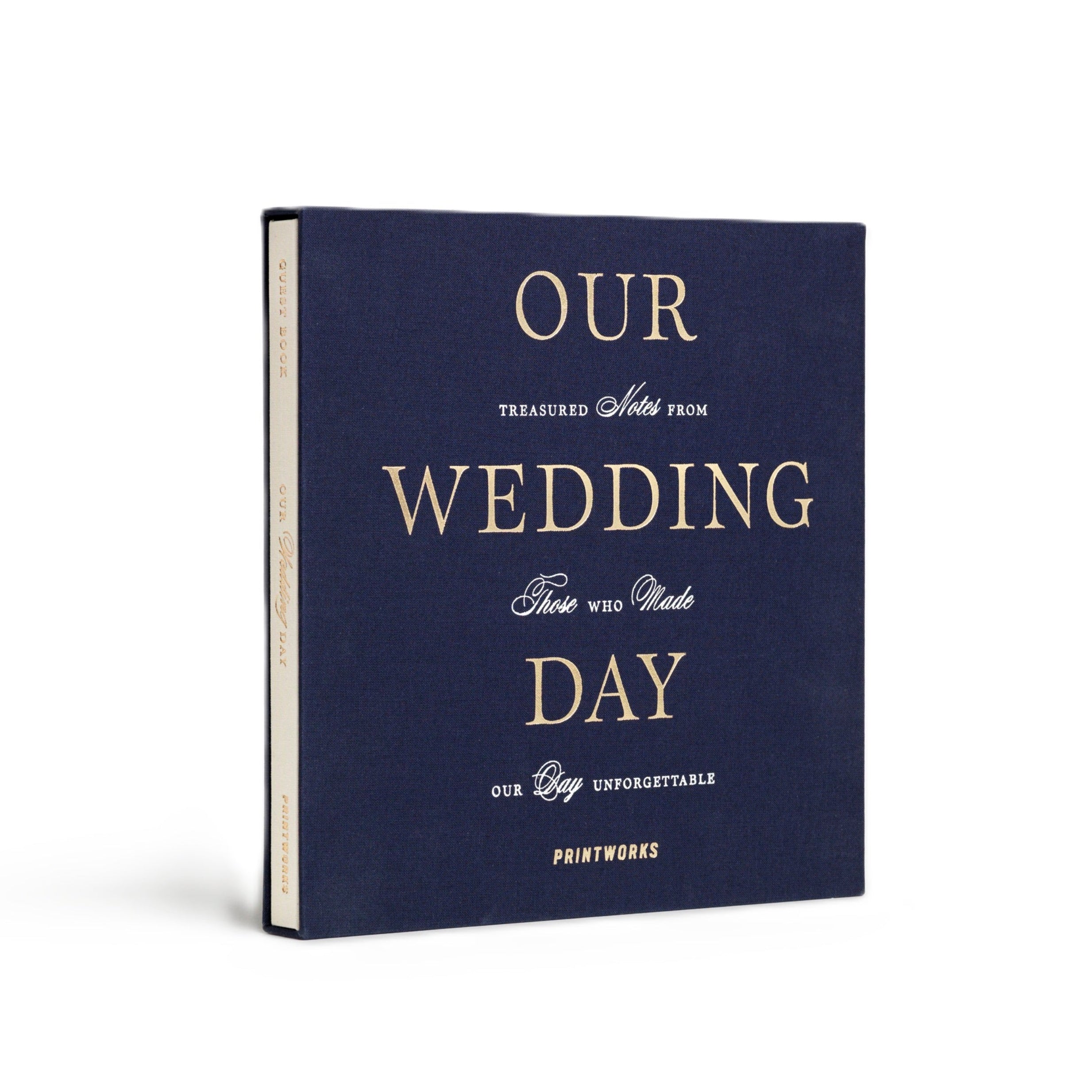 Gastenboek ONZE HUWELIJKS DAG marineblauw met wit
