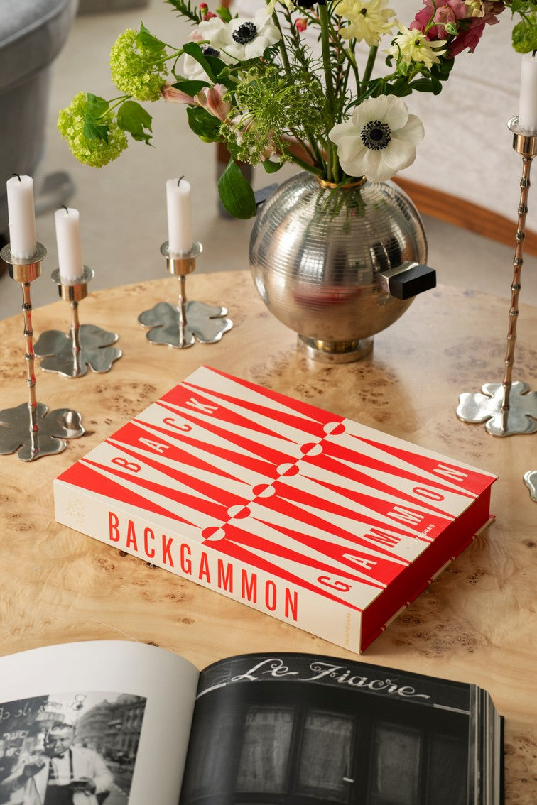 Backgammon set ART OF BACKGAMMON rood met beige