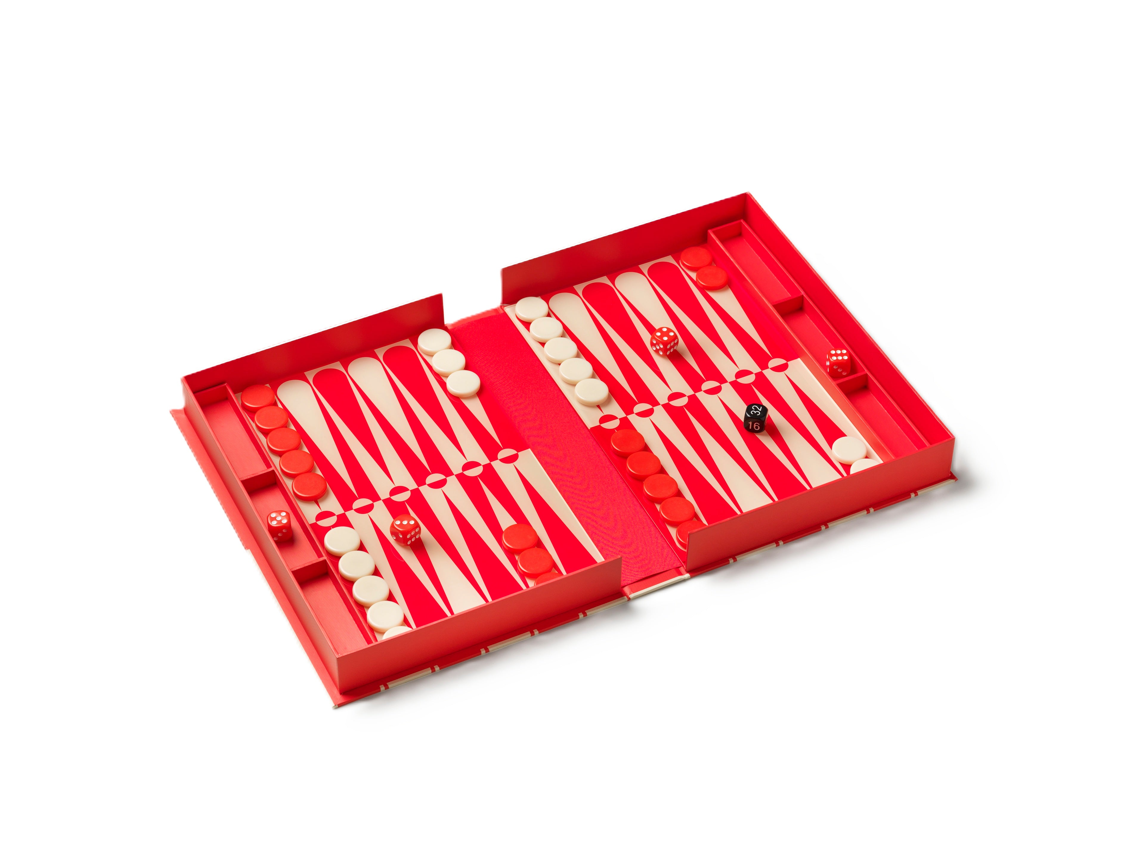 Backgammon set ART OF BACKGAMMON rood met beige