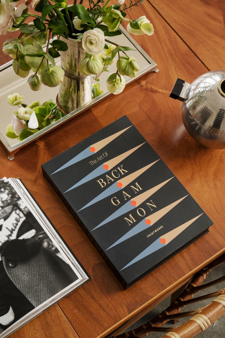 Backgammon set ART OF BACKGAMMON grijs met blauw en oranje