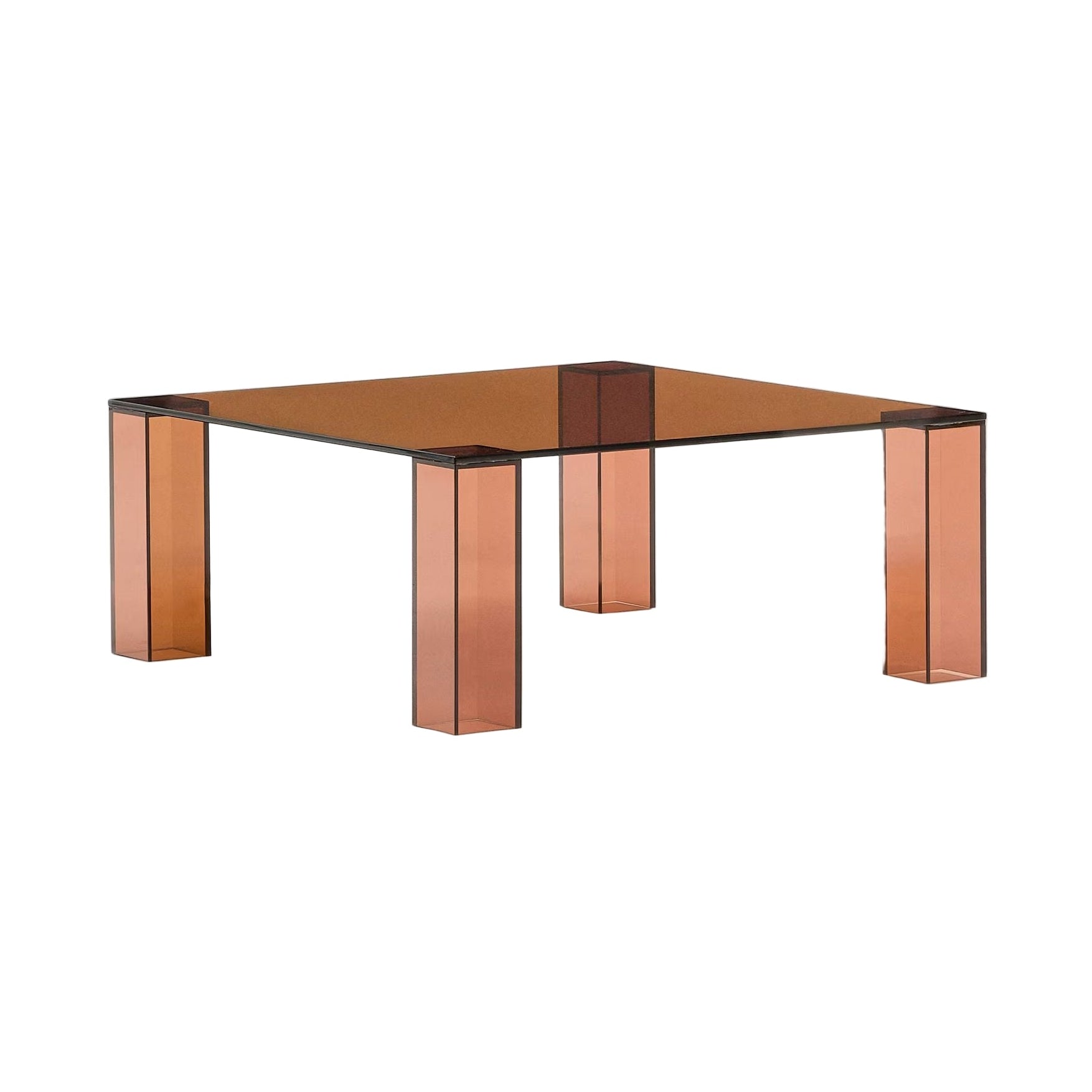 ADULARIA square coffee table brown tempered glass
