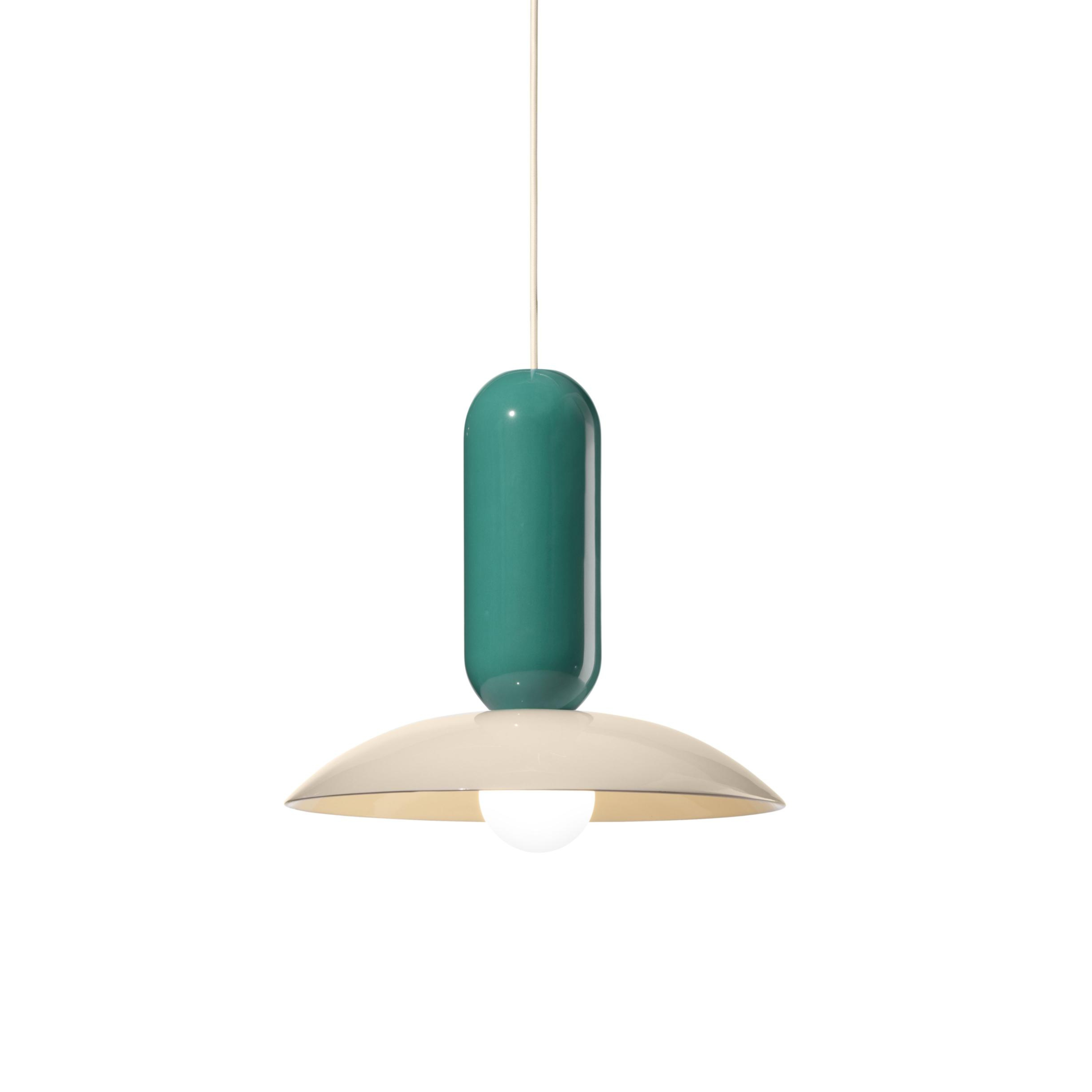 Keramik-Pendelleuchte PAU türkis mit creme