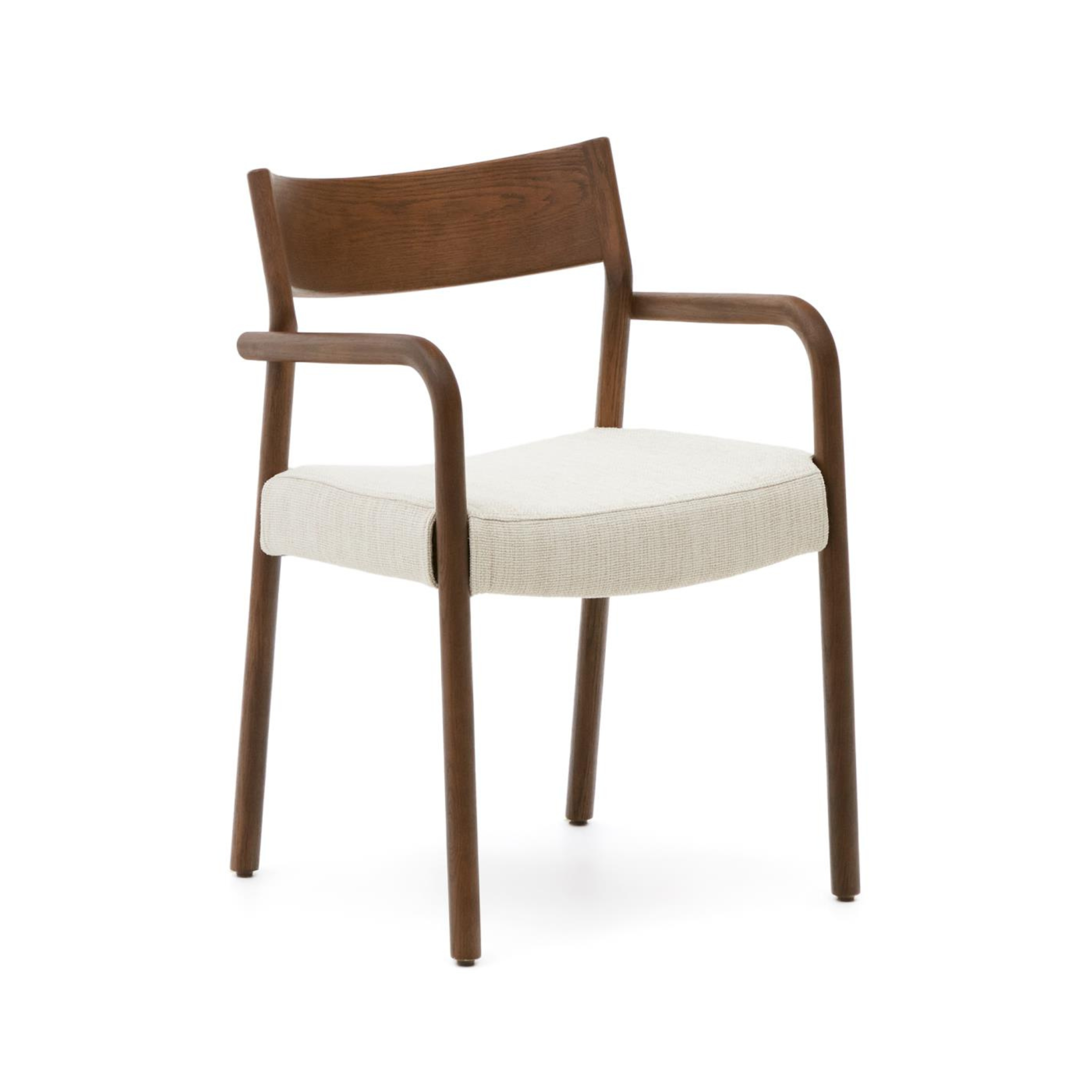 Fauteuil FALCONERA beige chenille met een donkere eiken basis