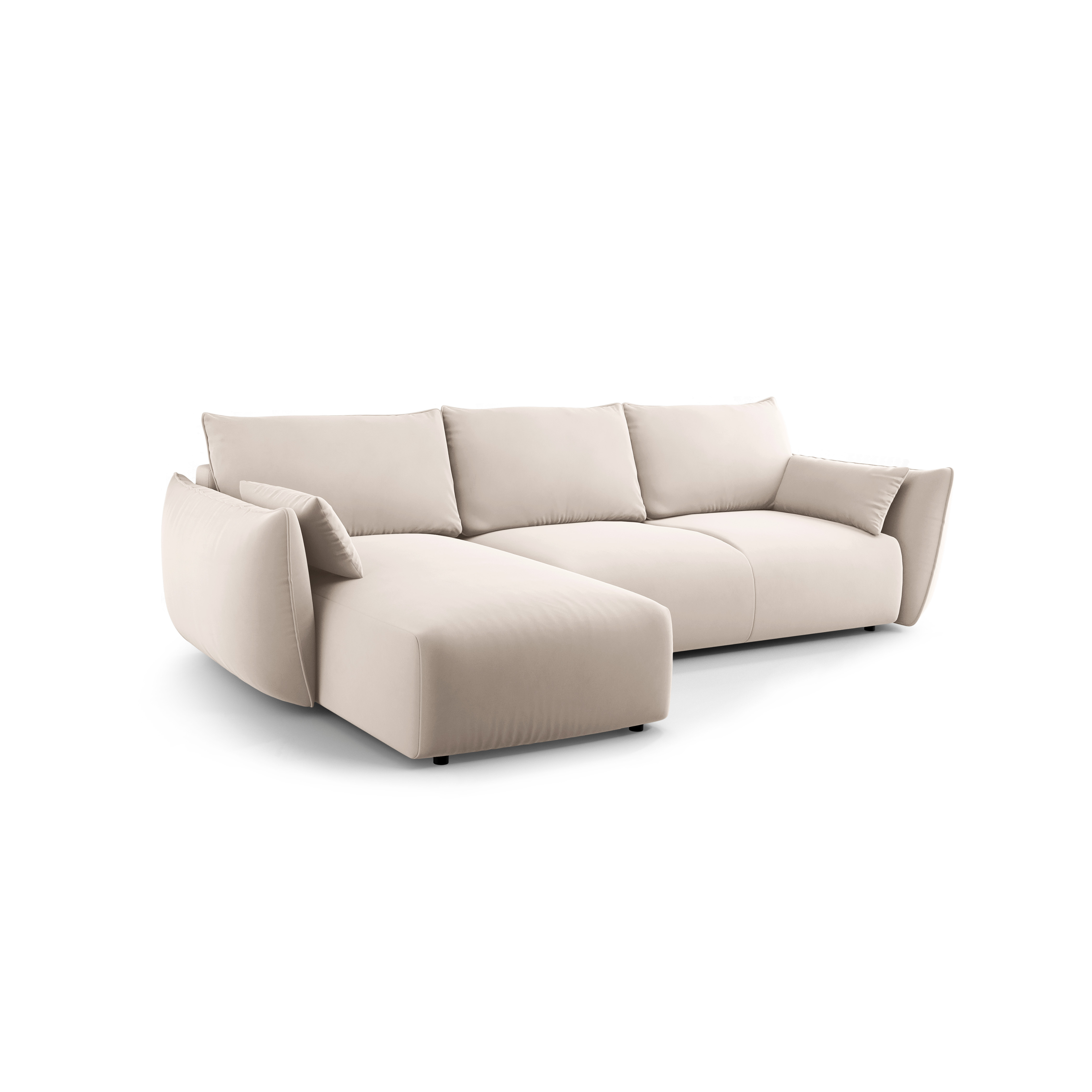 Linkes Samt-Ecksofa mit Schlaffunktion MATERA beige