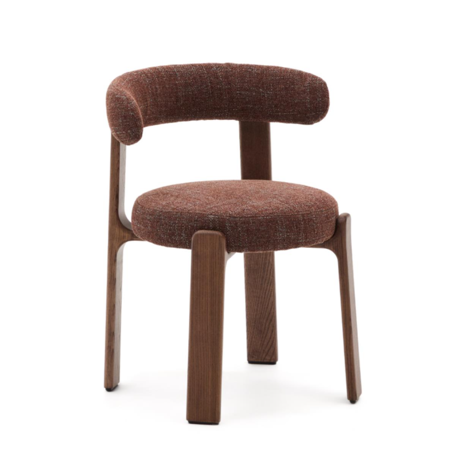 Stoel GRANITE bruin chenille met een donkere essen basis