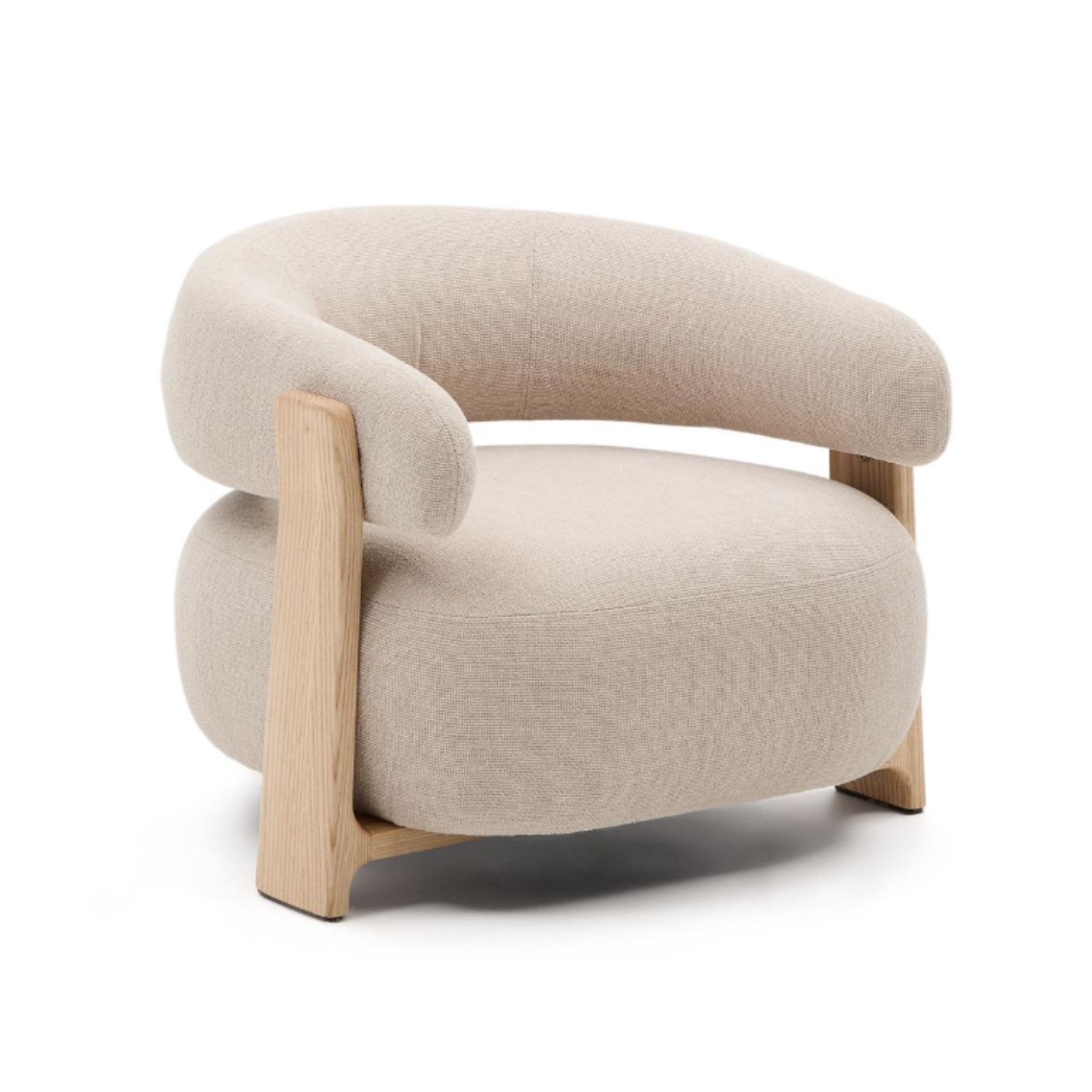 Fauteuil GRANITE beige chenille met essen basis