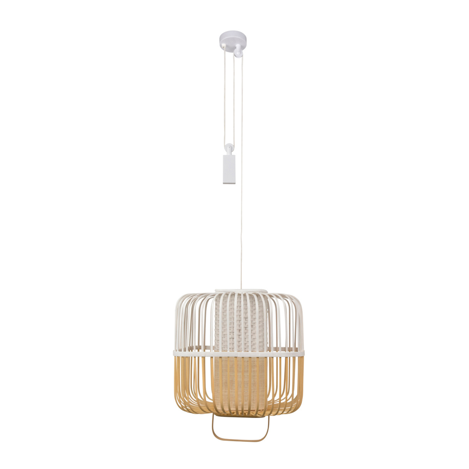 Witte vierkante hanglamp BAMBOO