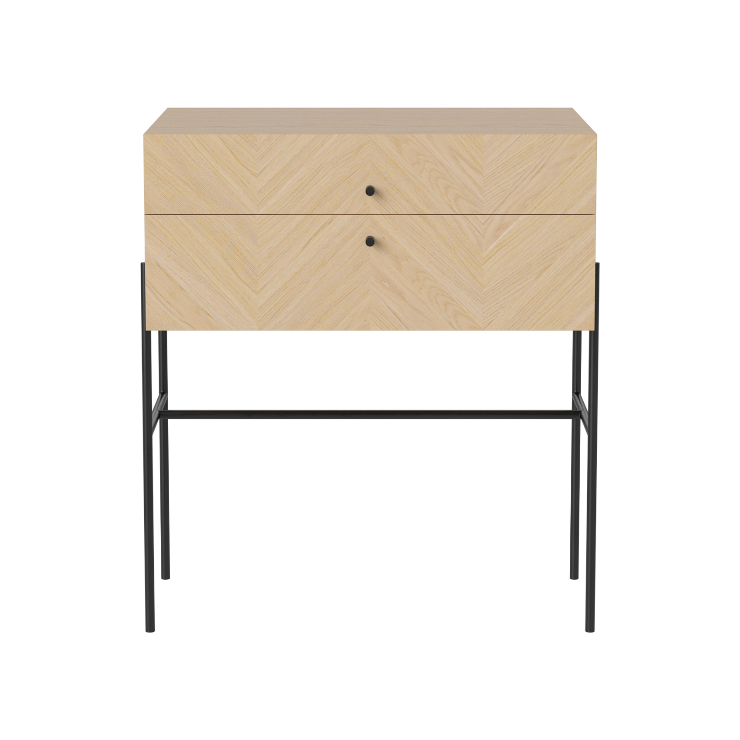 LUXE kast van gebleekt eikenhout met zwarte basis