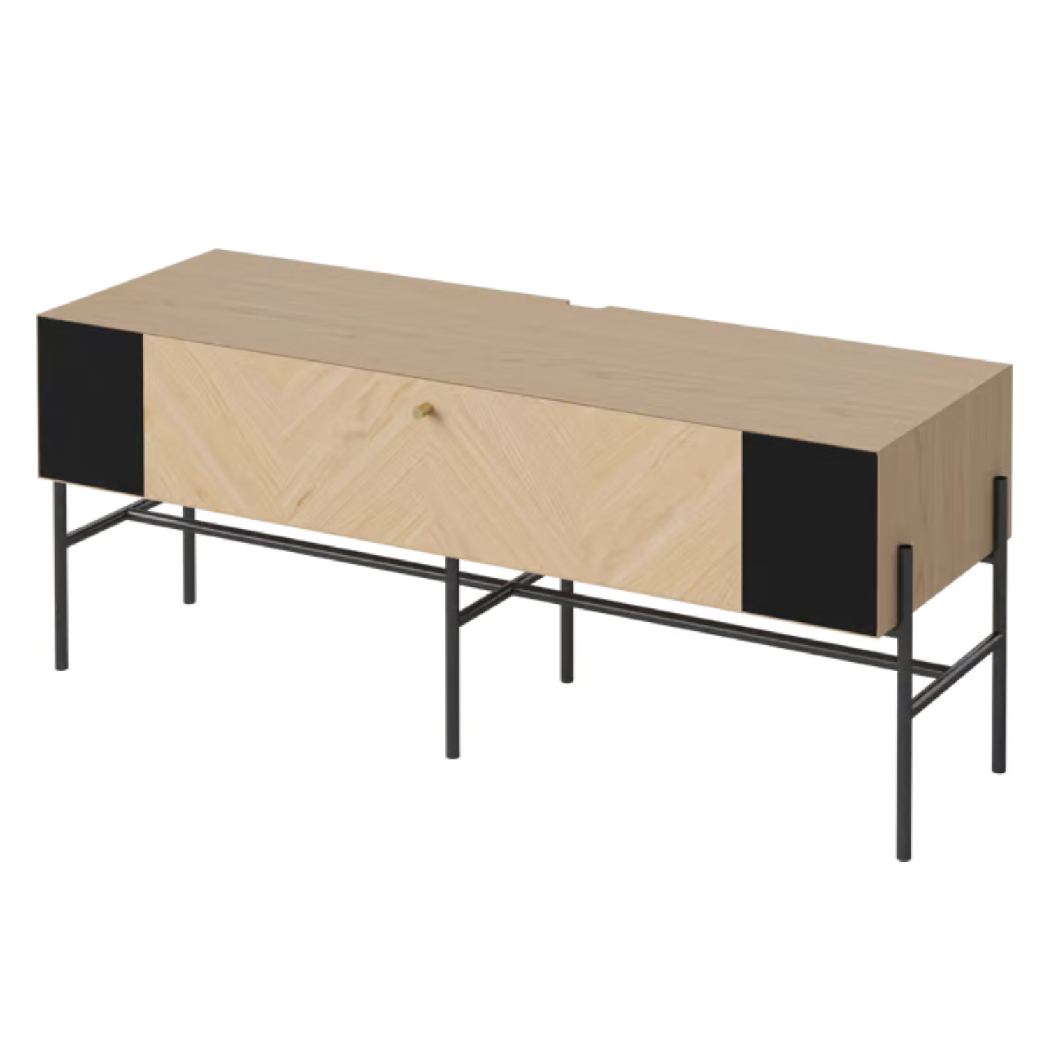 LUXE geluidskast gebleekt eikenhout met zwarte basis