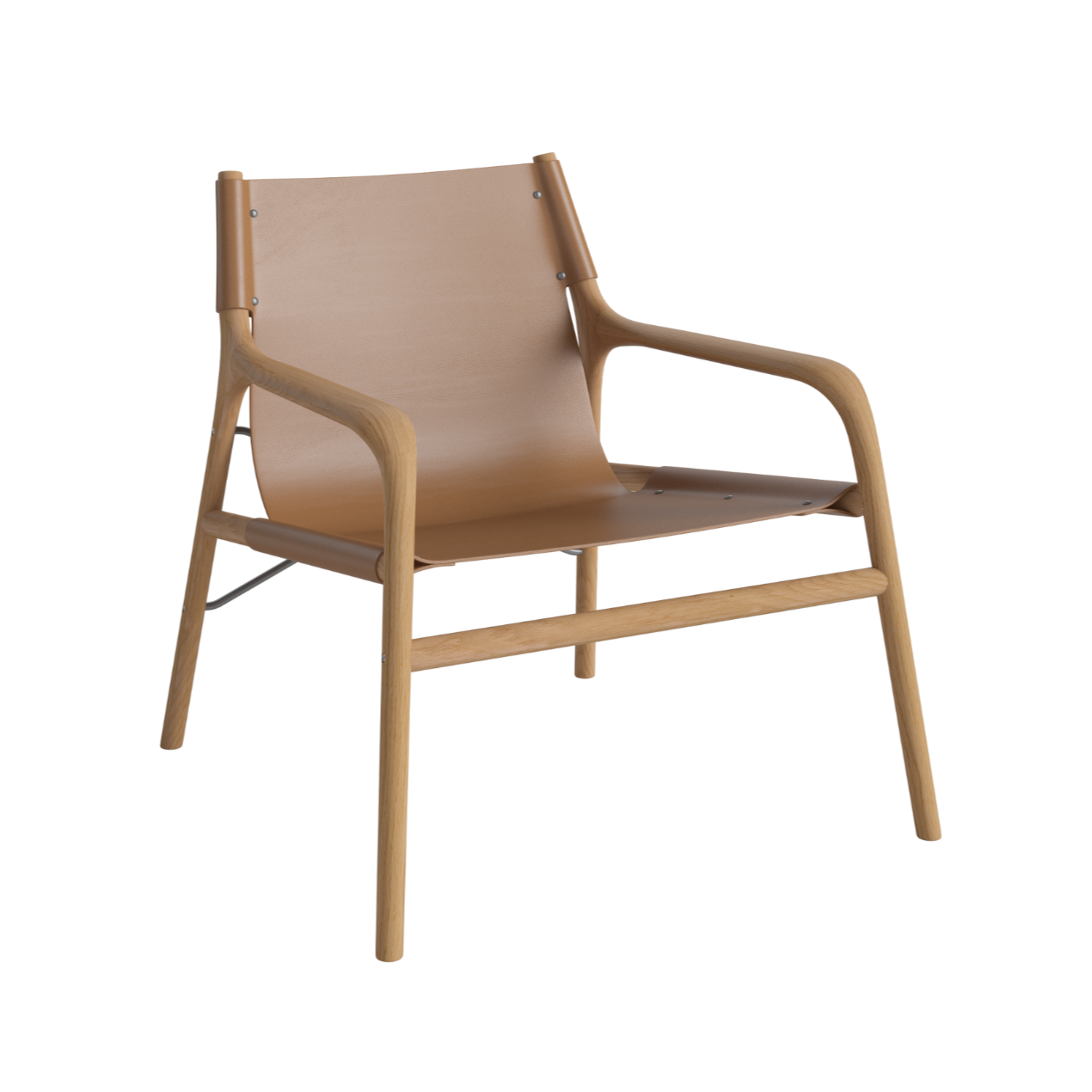 Fauteuil SOUL in konjak met eiken basis