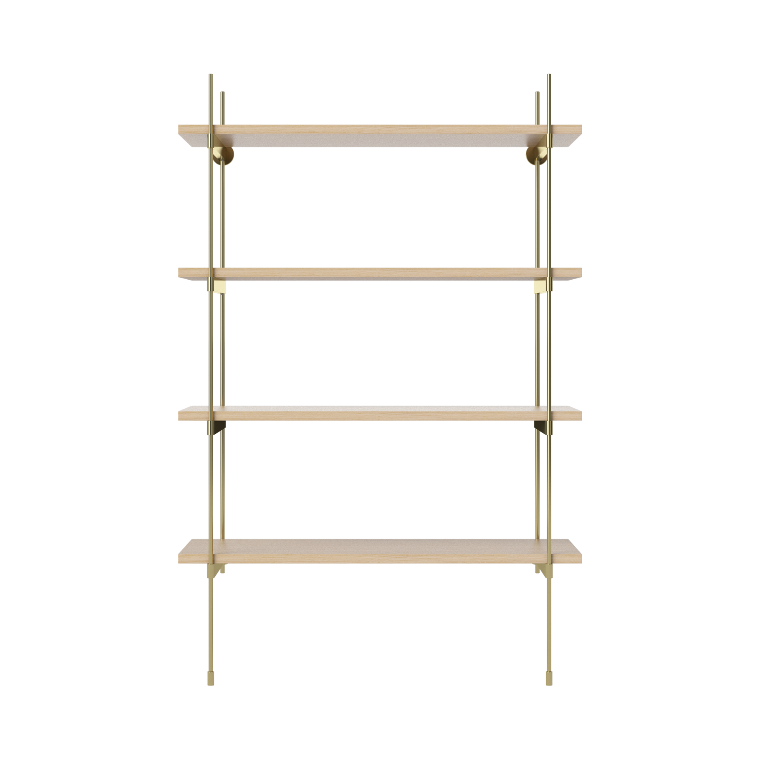 Witgeolied eikenhouten rek met messing frame