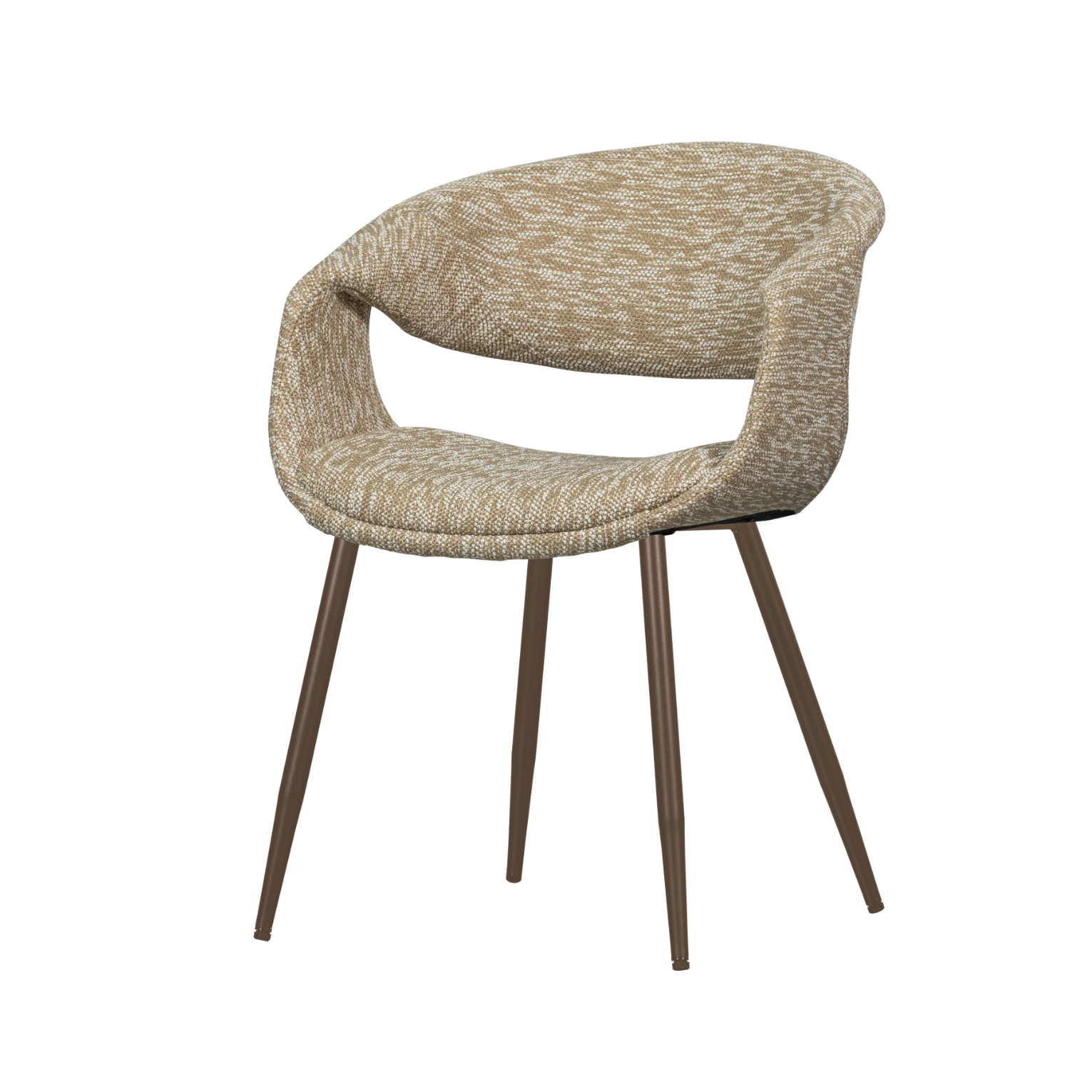YOSSI Armchair in Beige with Brown Metal Base
