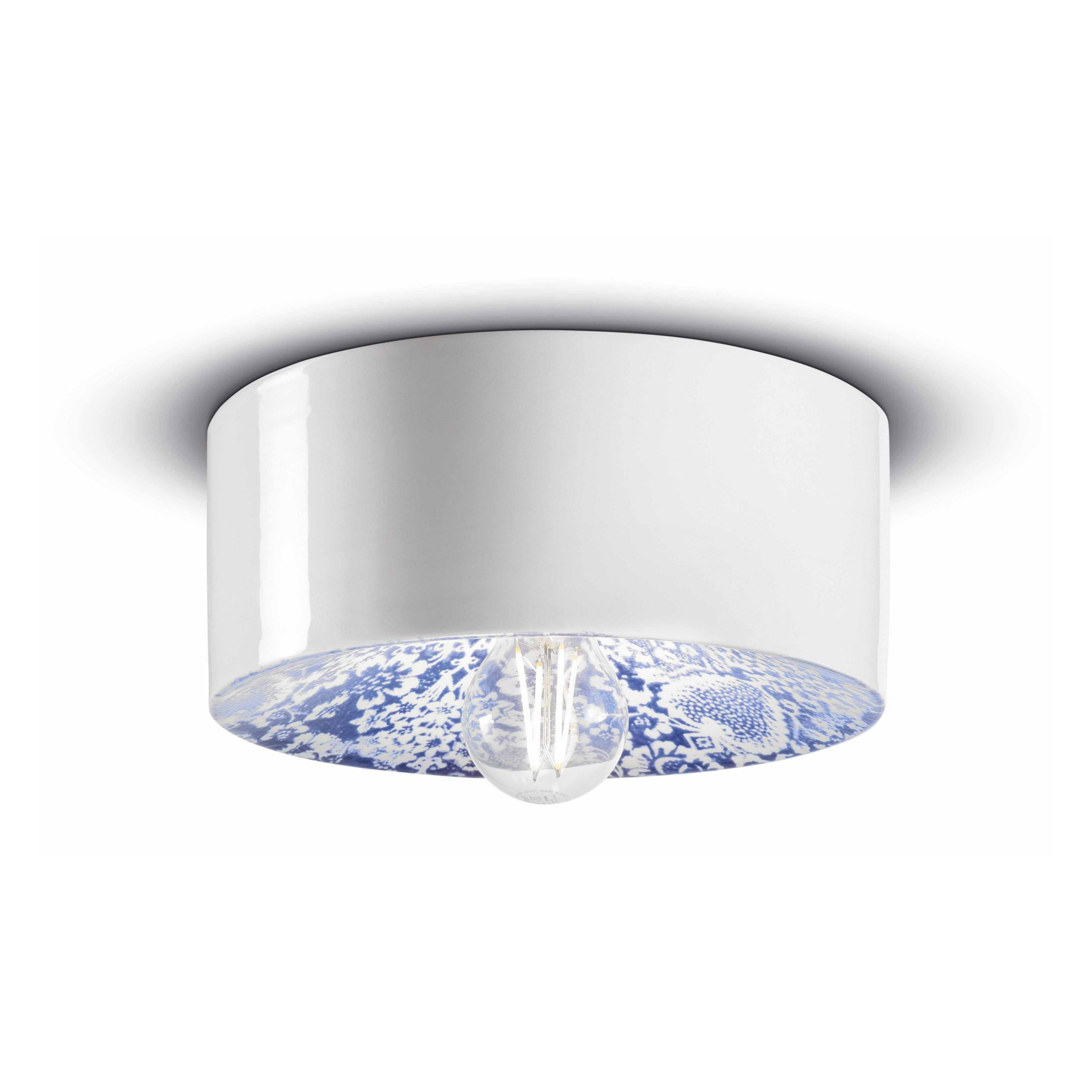 Keramik Wandleuchte PI blaue Blumen