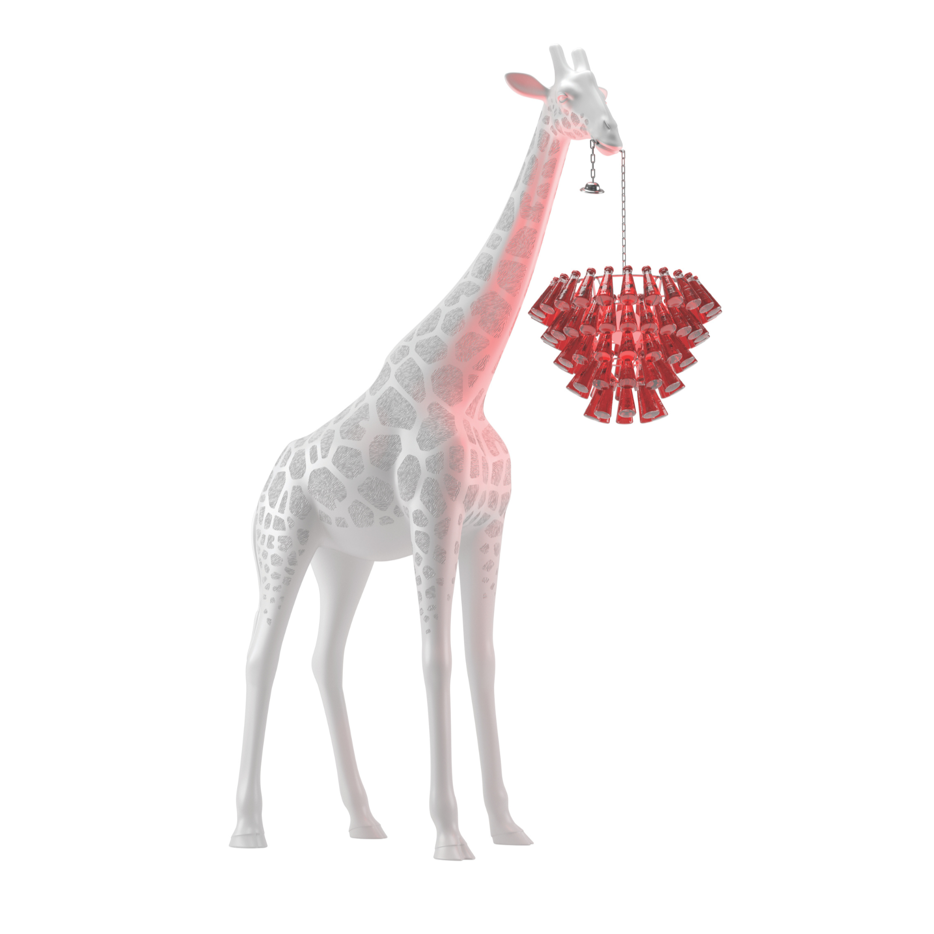 Lampe GIRAFFE IN LOVE M weiß mit rotem Schirm