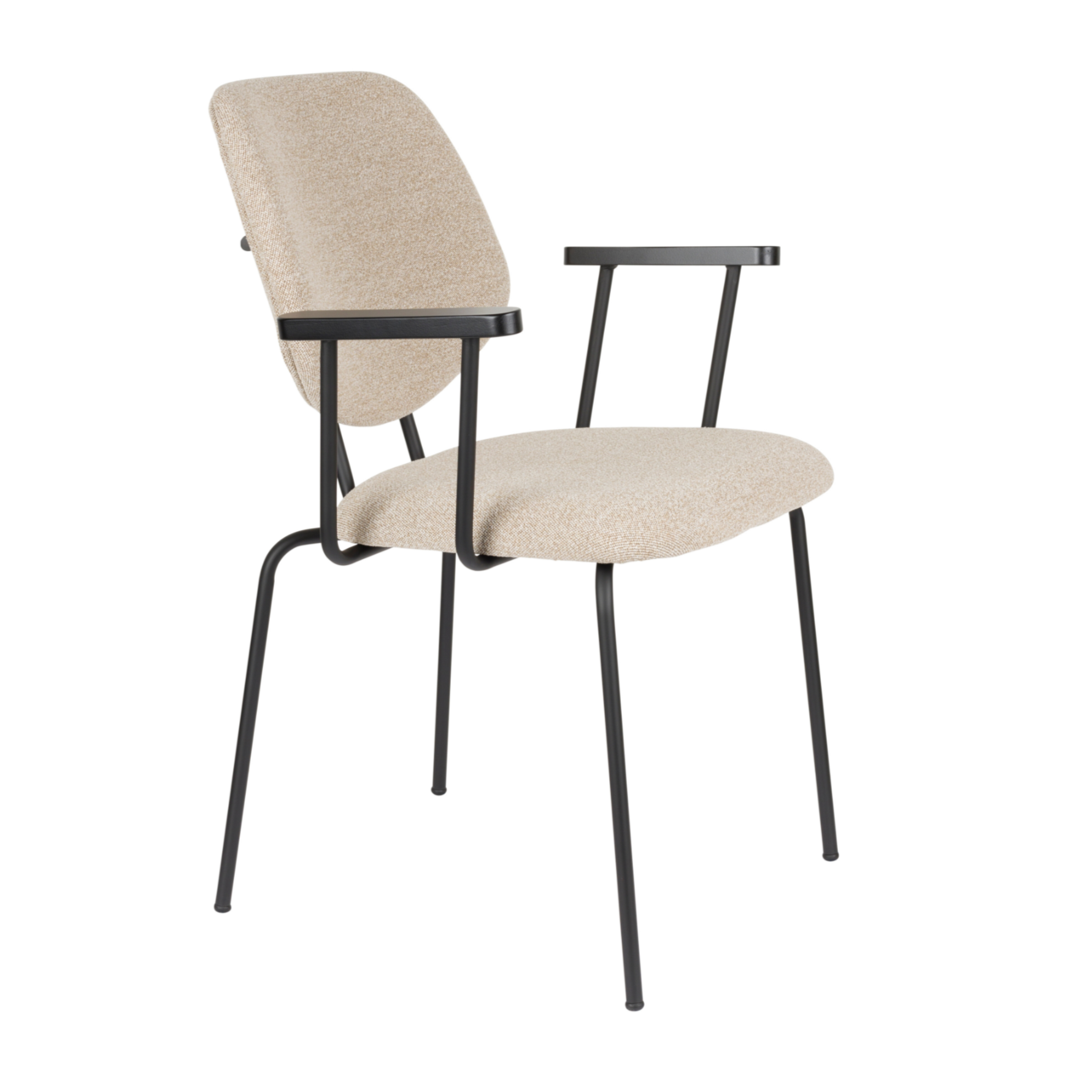 Zetel met armleuningen ZELO beige met zwarte basis
